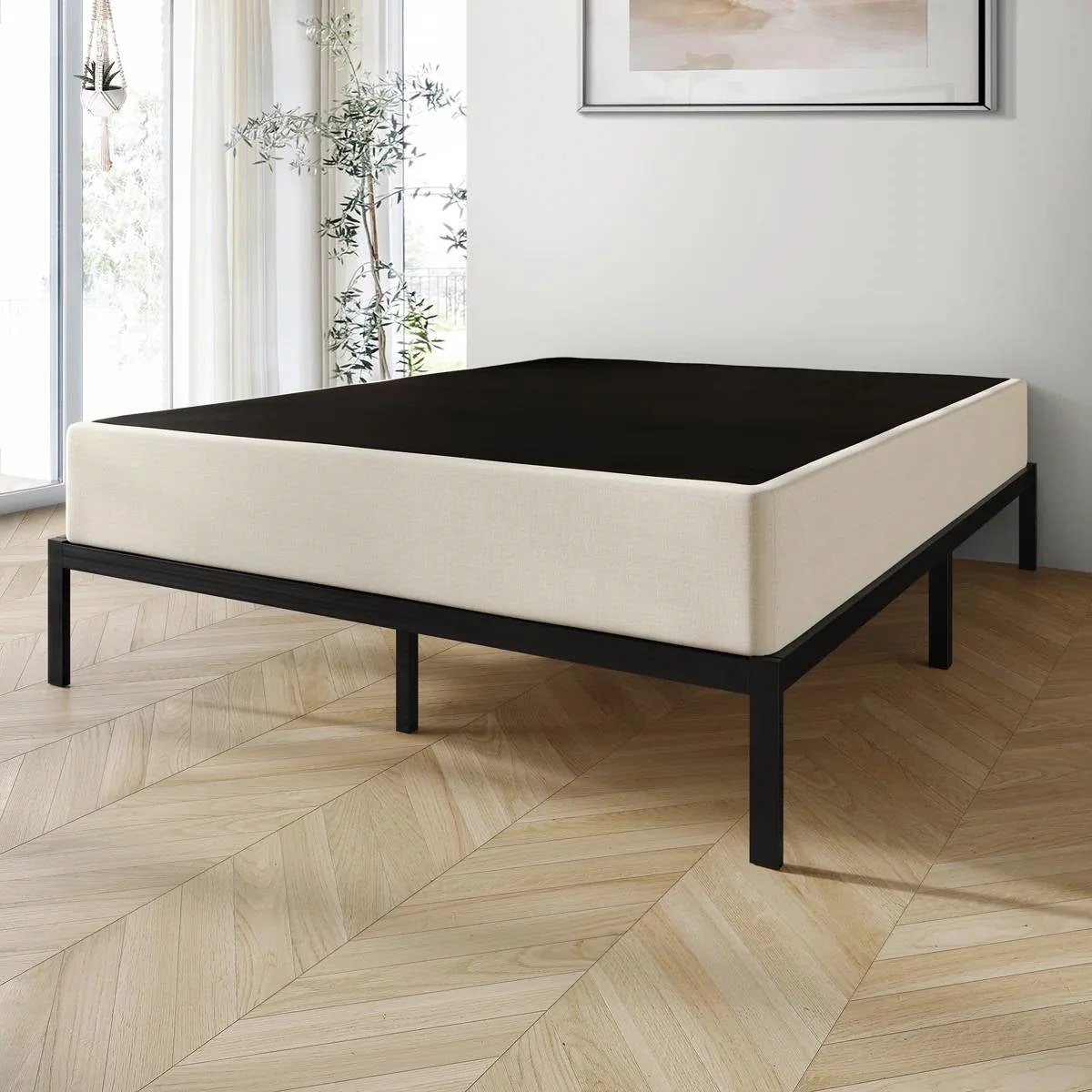Full size 7.8-inch Metal Frame Box-Spring Foundation for Mattress with Cover - Image 2