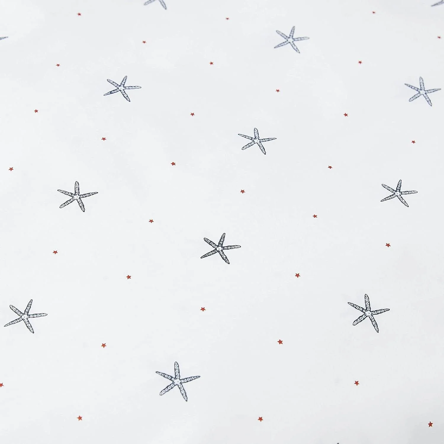 Full size Coastal Beach Starfish White Navy Red 100-Percent Cotton Sheet Set - Image 2