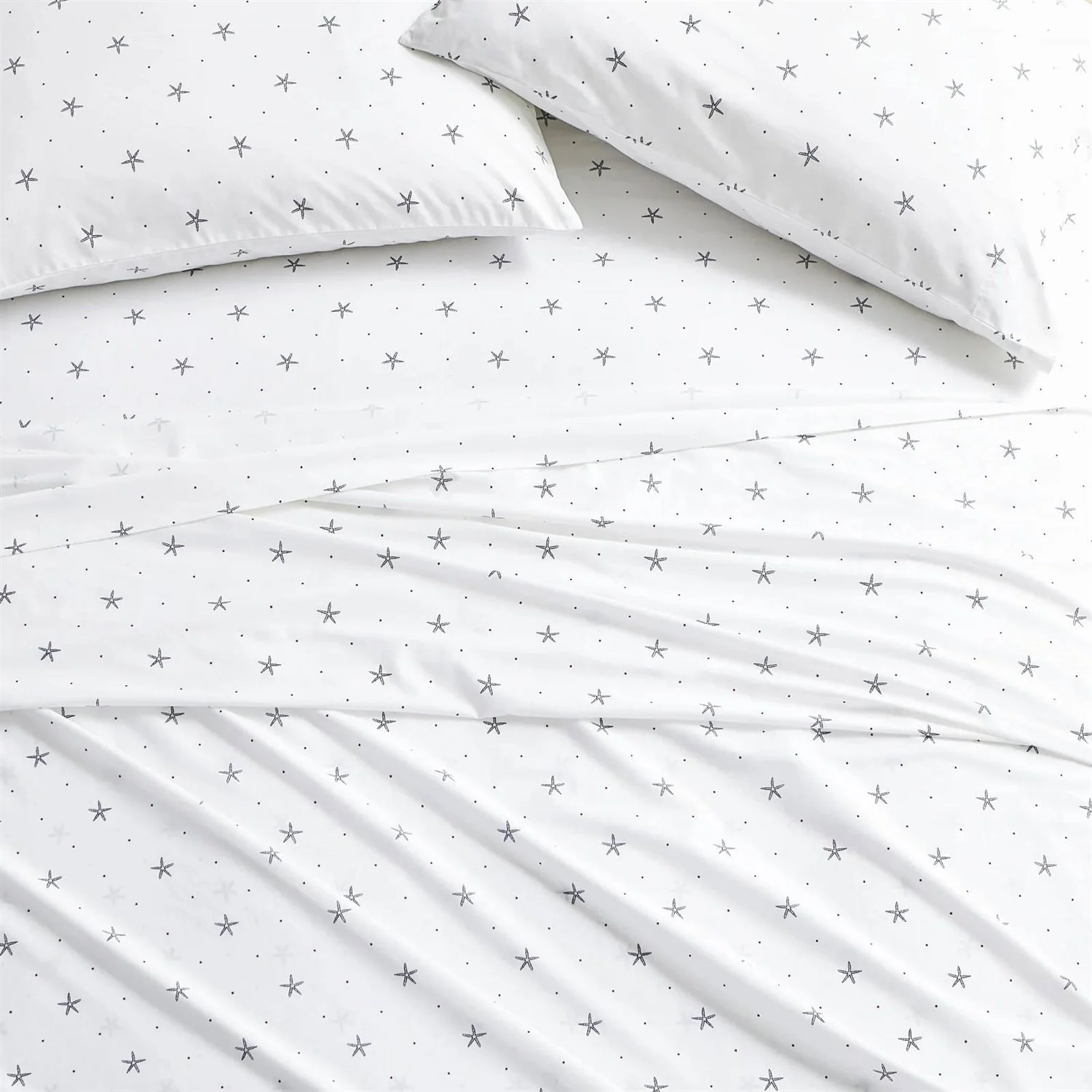 Full size Coastal Beach Starfish White Navy Red 100-Percent Cotton Sheet Set - Image 4