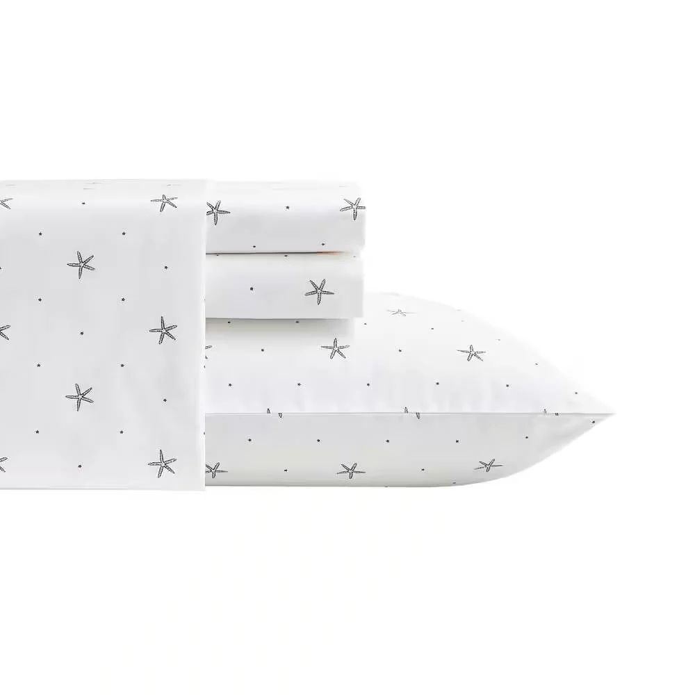 Full size Coastal Beach Starfish White Navy Red 100-Percent Cotton Sheet Set - Image 5