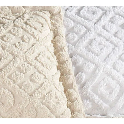 Full size Diamond Pattern Cotton Chenille Bedspread in White - Image 2