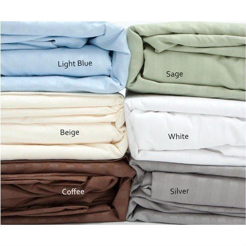 Full size Dobby Stripe Sateen Sheet Set in Beige Microfiber - Image 2