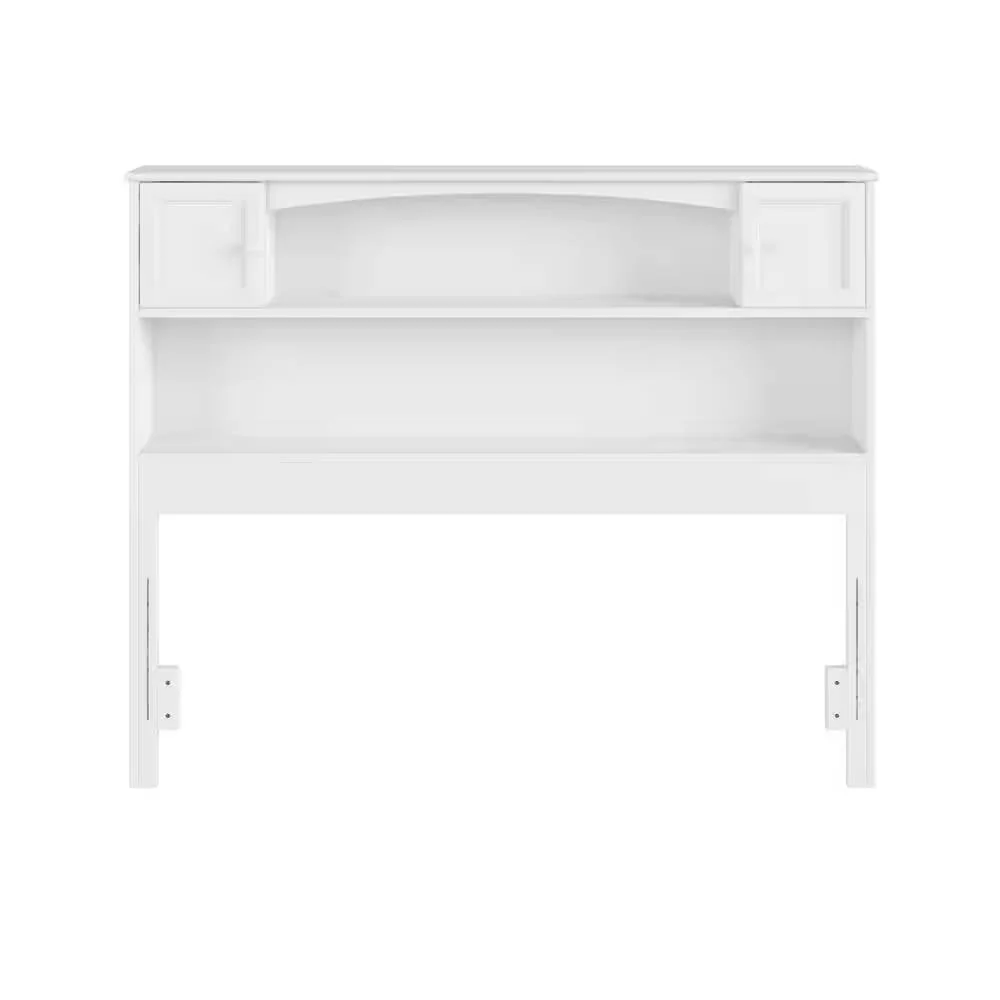 Full size Farmhouse Bookcase Headboard in White Wood Finish - Image 4