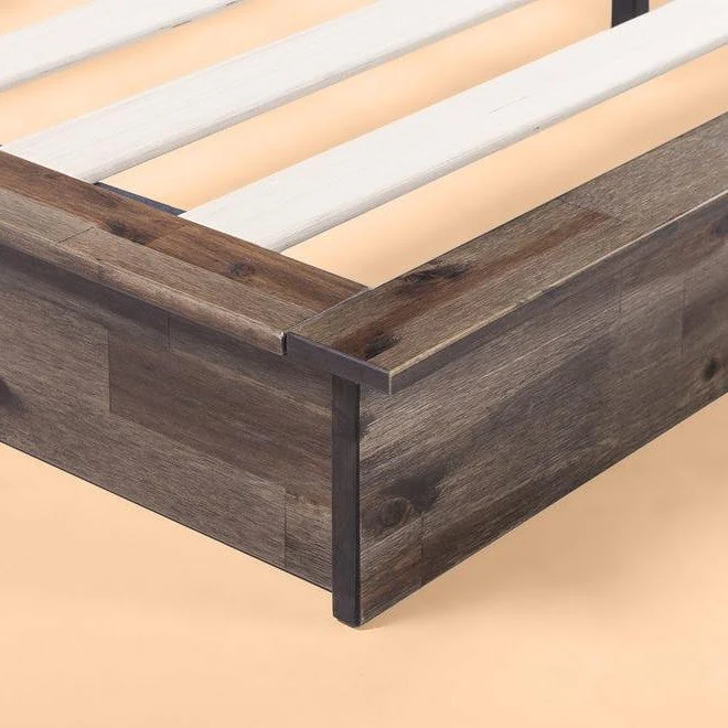 Full size Farmhouse Wood Industrial Low Profile Platform Bed Frame - Image 4