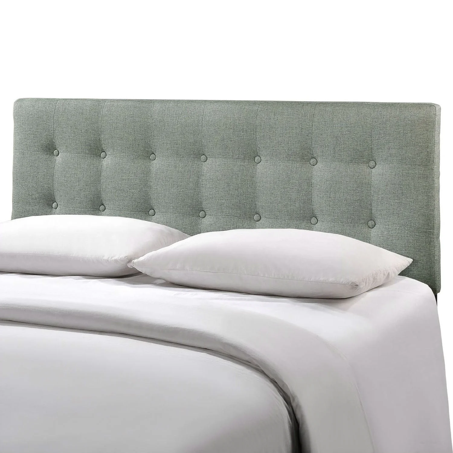 Full size Grey Fabric Button-Tufted Upholstered Headboard - Image 2