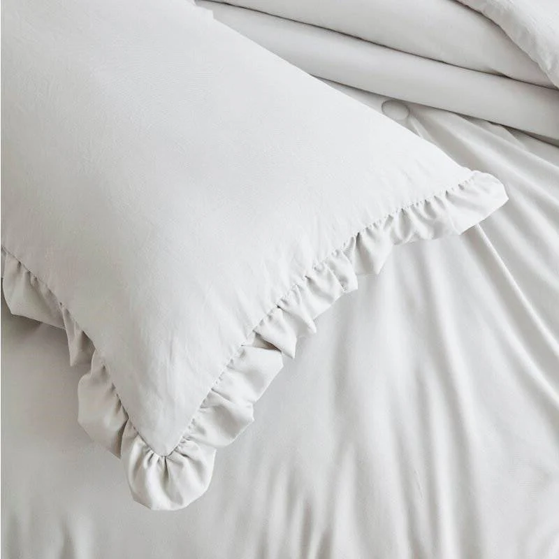 Full Size Grey Stone Washed Ruffled Edge Microfiber Comforter Set - Image 4