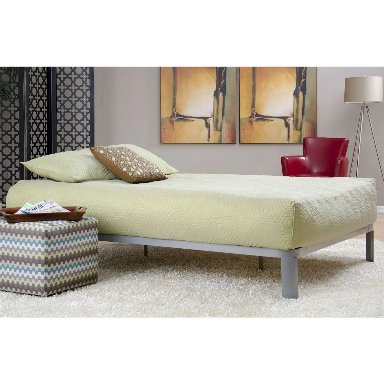 Full size Luna Metal Platform Bed Frame with Wooden Slats - Image 3