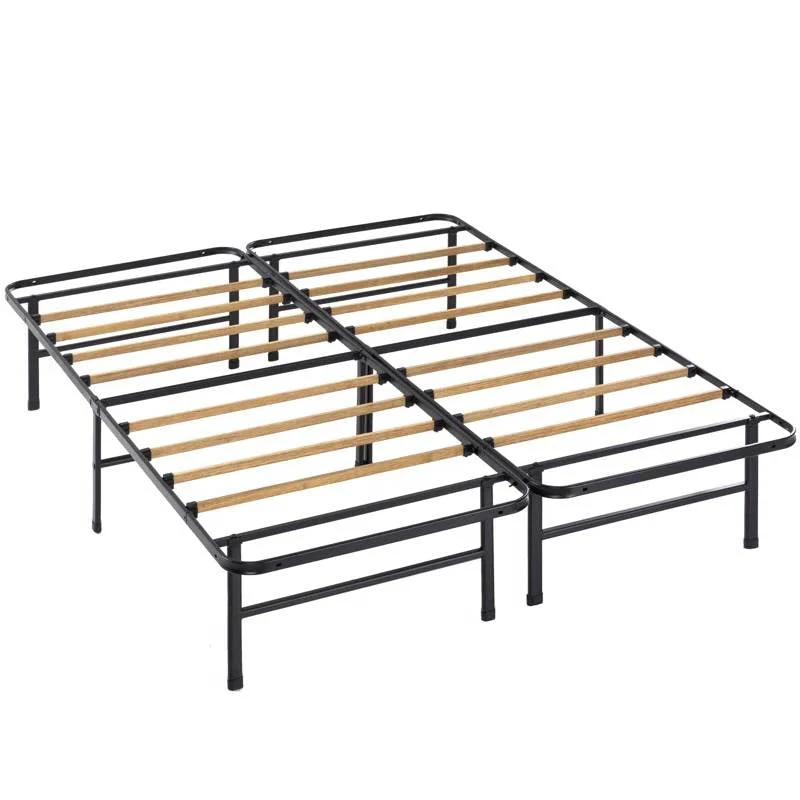 Full size Metal Bed Frame with Bamboo Wood Slats - Image 2