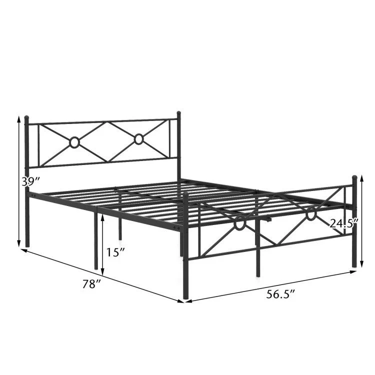 Full Size Modern Black Metal Platform Bed Frame with Headboard and Footboard - Image 4