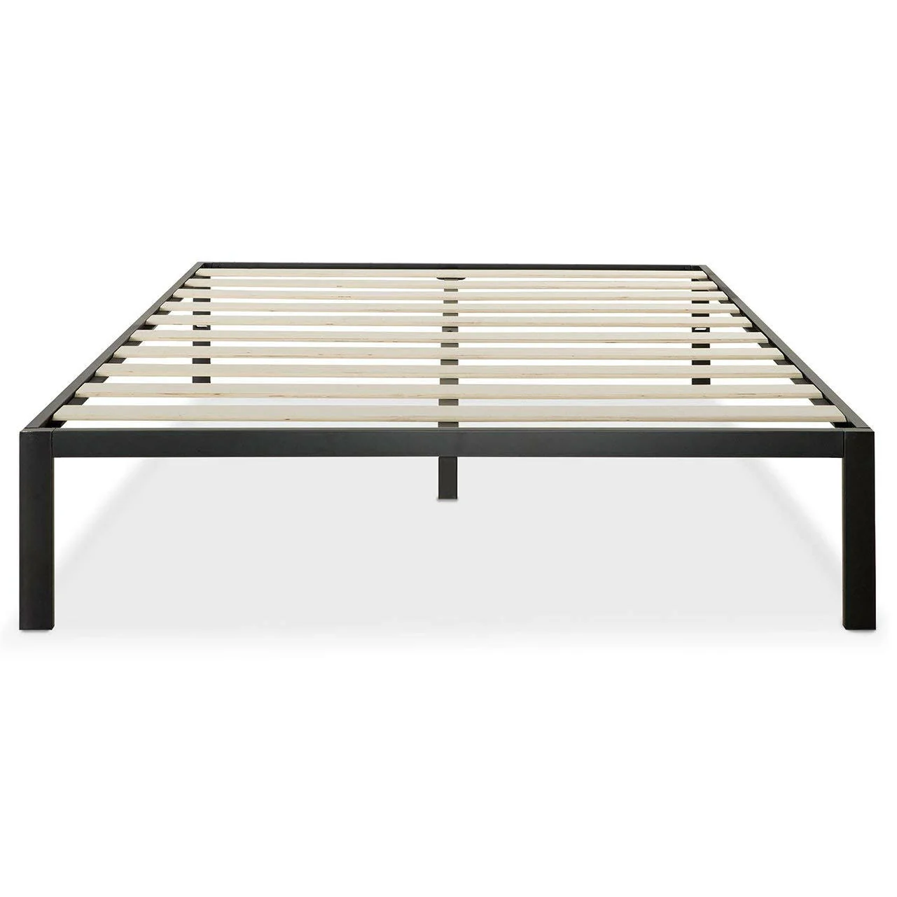 Full Size Modern Black Metal Platform Bed Frame with Wood Slats - Image 2