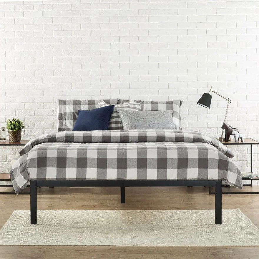Full Size Modern Black Metal Platform Bed Frame with Wood Slats - Image 4