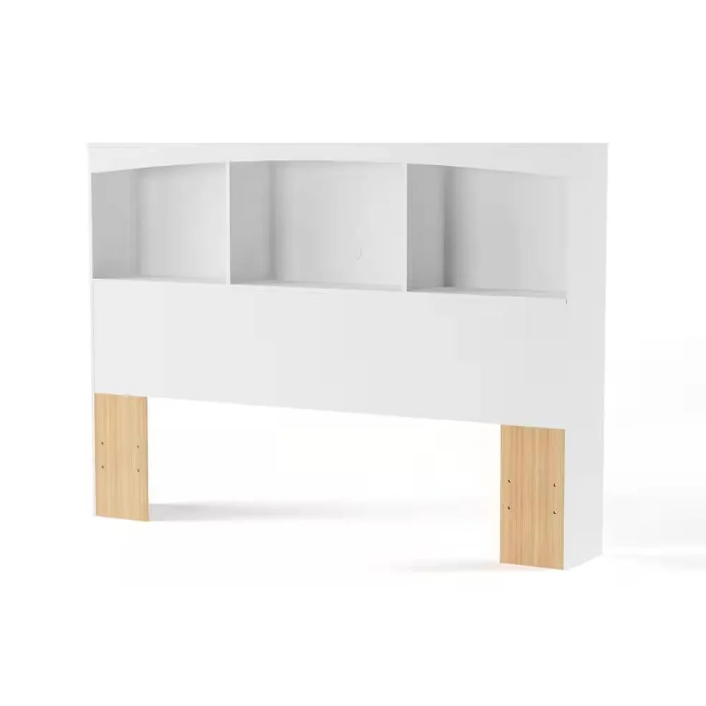 Full size Modern Farmhouse Bookcase Headboard in White Wood Finish - Image 2