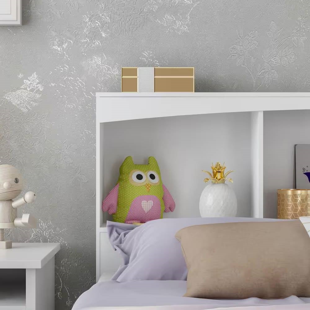 Full size Modern Farmhouse Bookcase Headboard in White Wood Finish - Image 3