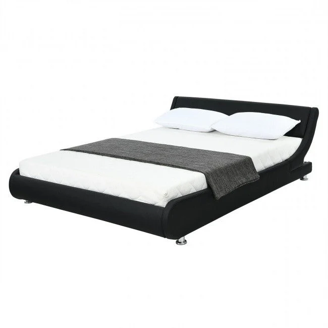 Full Size Modern Faux Leather Upholstered Platform Bed Frame Black - Image 2