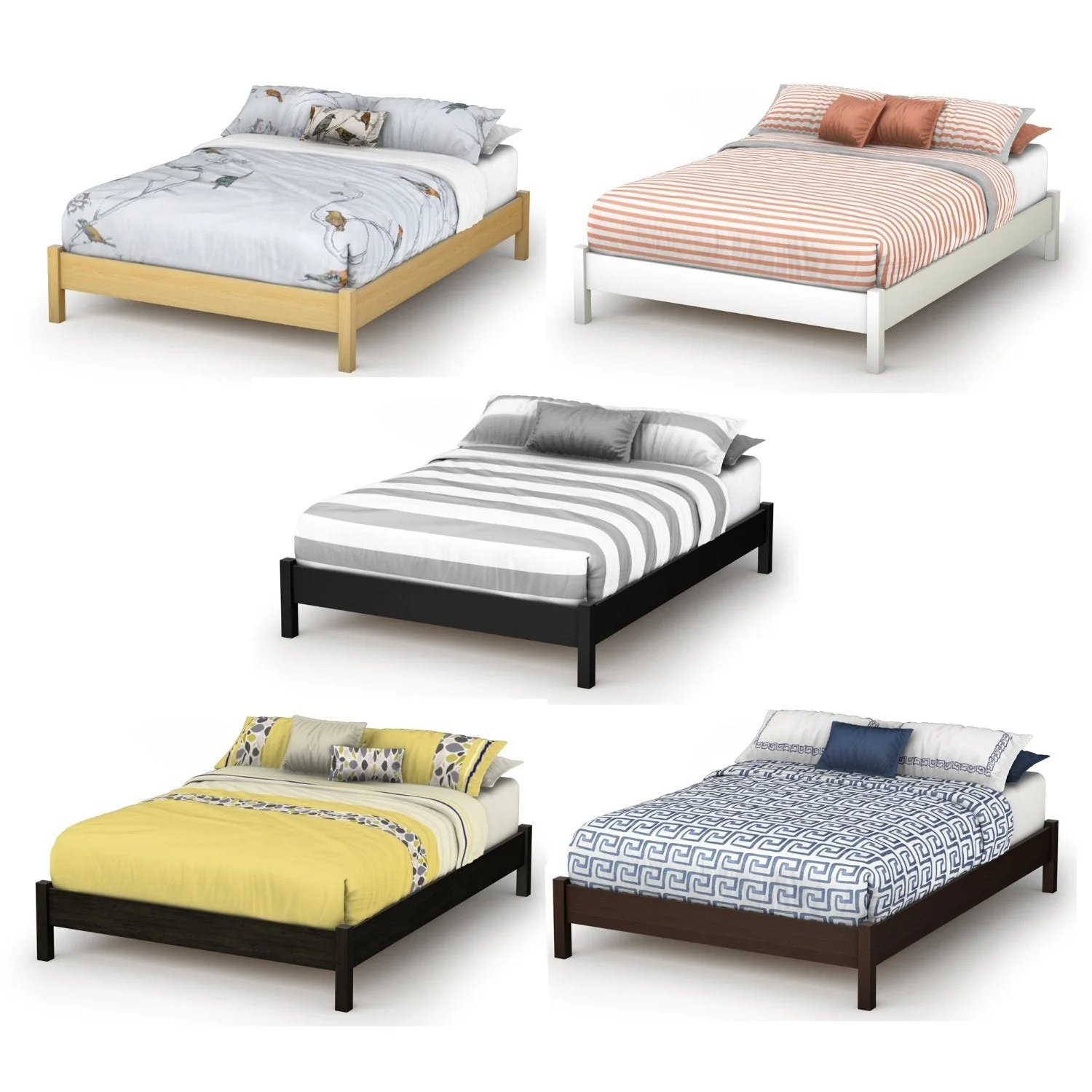 Full size Simple Platform Bed in White Finish - Modern Design - Image 4
