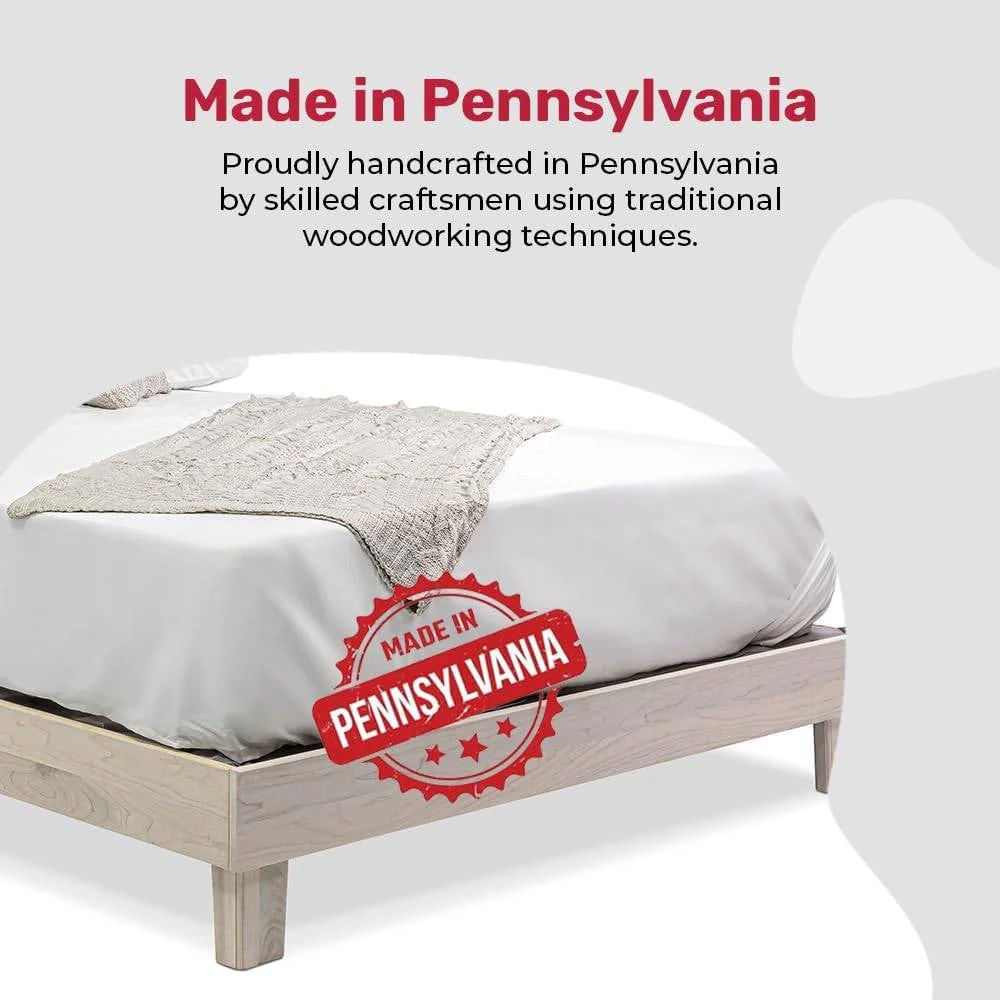 Full size Solid Wood Heavy Duty Platform Bed Frame in Off-White - Made In USA - Image 2