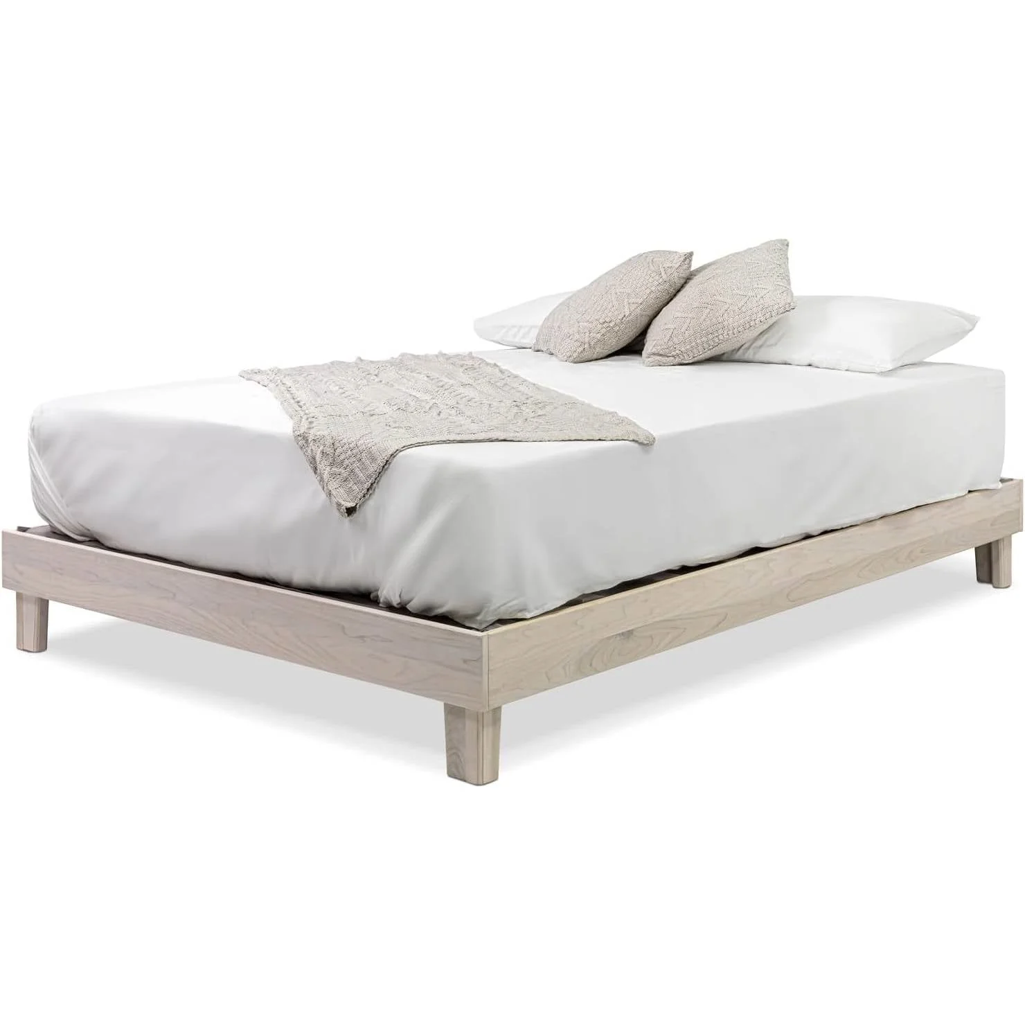 Full size Solid Wood Heavy Duty Platform Bed Frame in Off-White - Made In USA - Image 5
