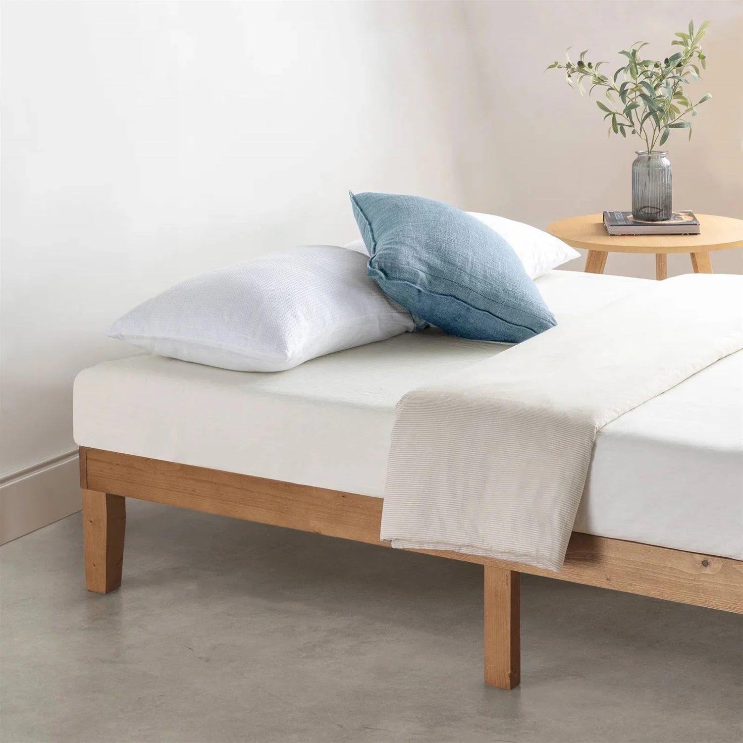 Full size Solid Wood Platform Bed Frame in Natural Wooden Finish - Image 2