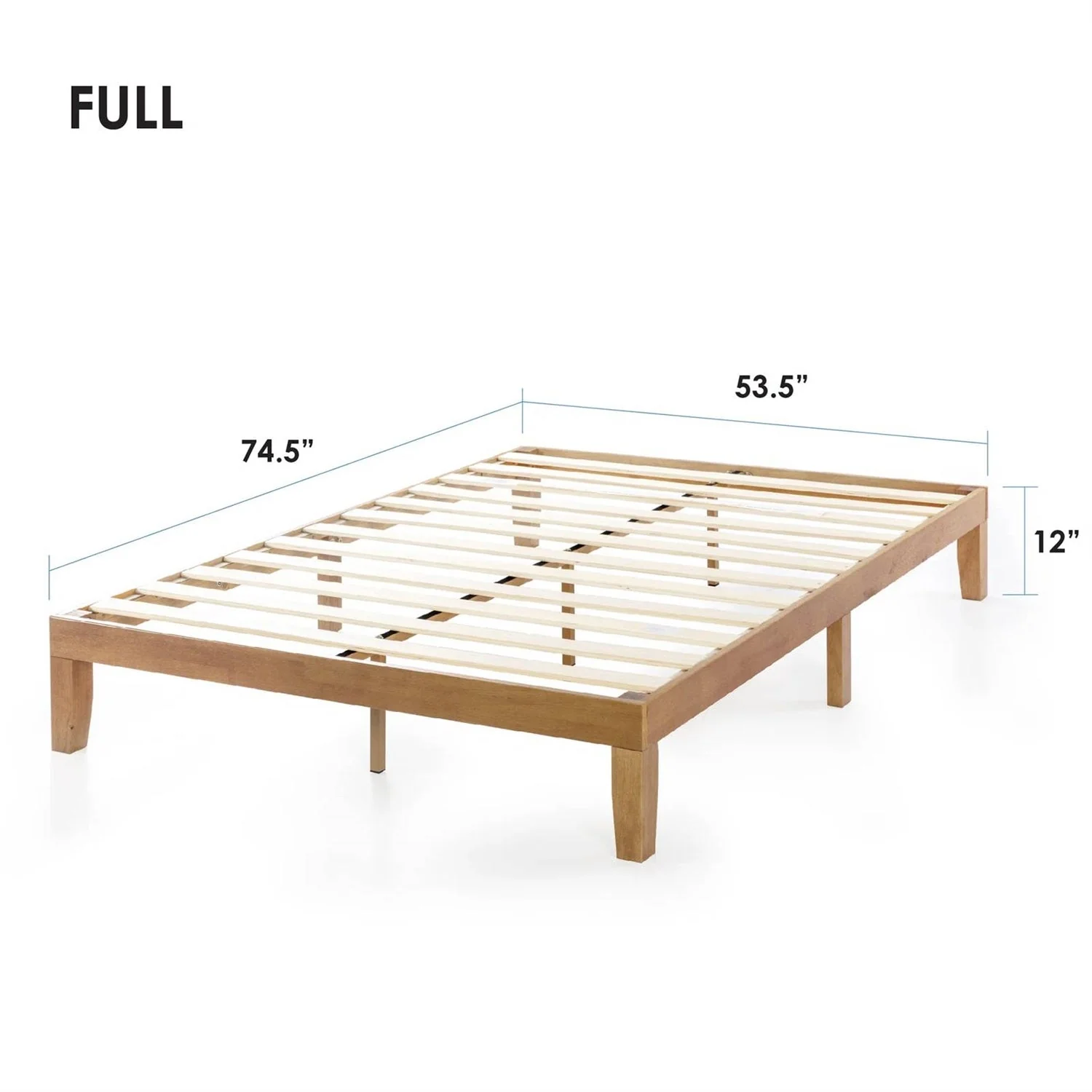 Full size Solid Wood Platform Bed Frame in Natural Wooden Finish - Image 5