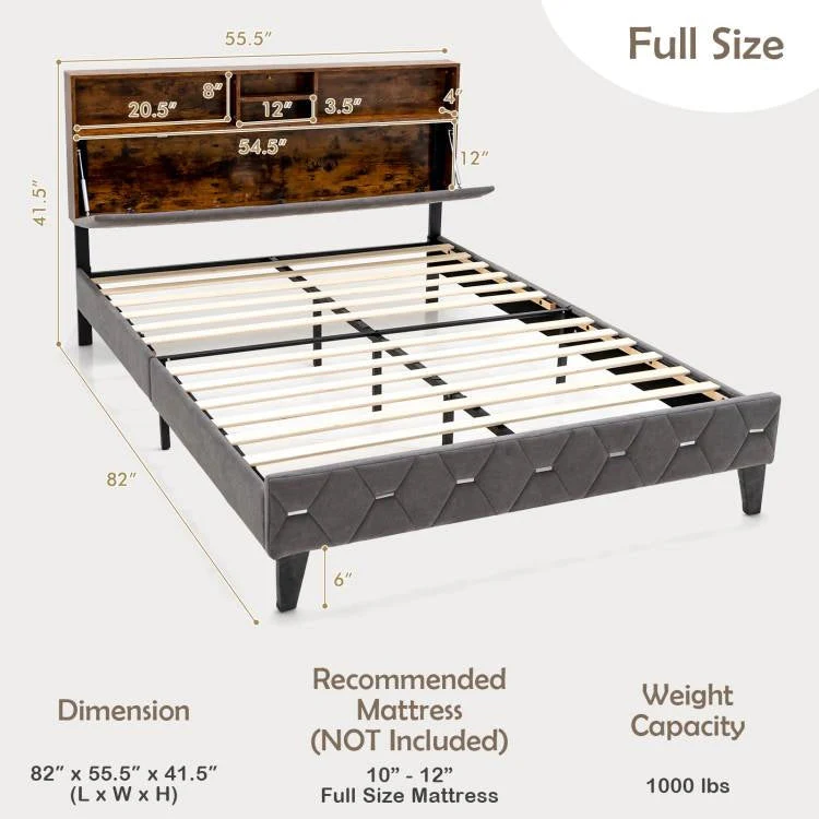 Full Size Velvet Upholstered Open/Close Storage Headboard Platform Bed - Image 4