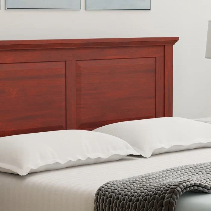 Full Traditional Solid Oak Wooden Platform Bed Frame with Headboard in Cherry - Image 4
