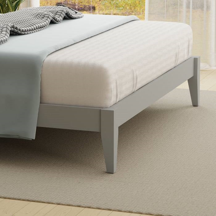 Full Traditional Solid Oak Wooden Platform Bed Frame with Headboard in Grey - Image 4