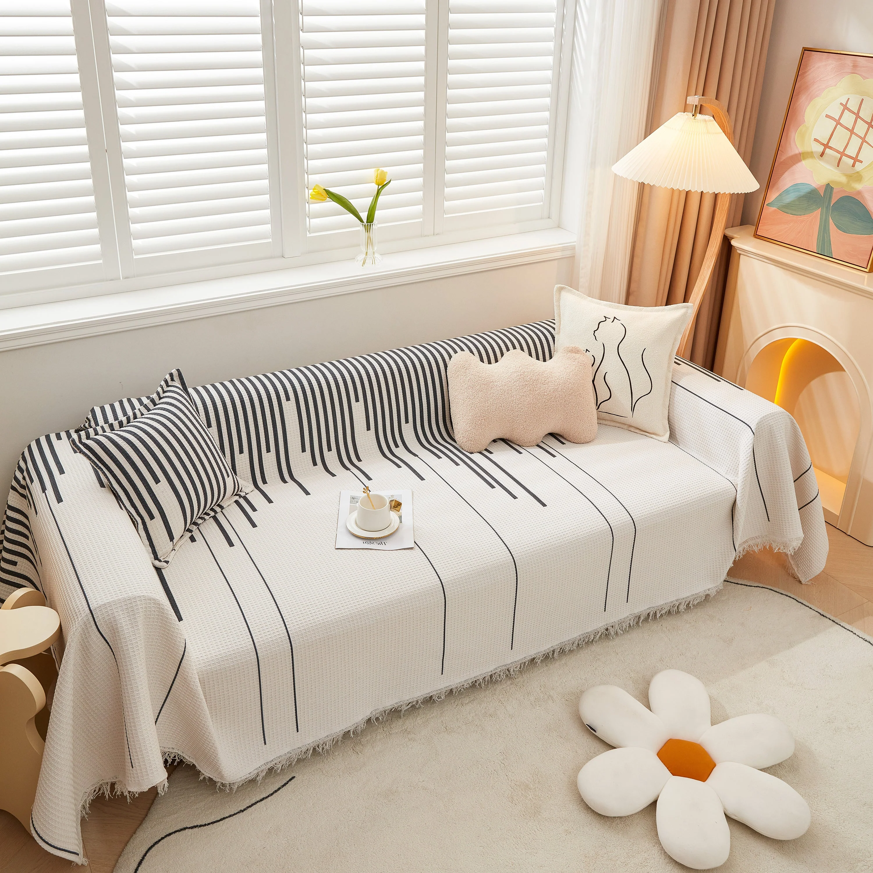 Furniture Covers for Pets, Waffle Lattice Fabric Sofa Throw, Couch Cover Blanket Throw - Image 10