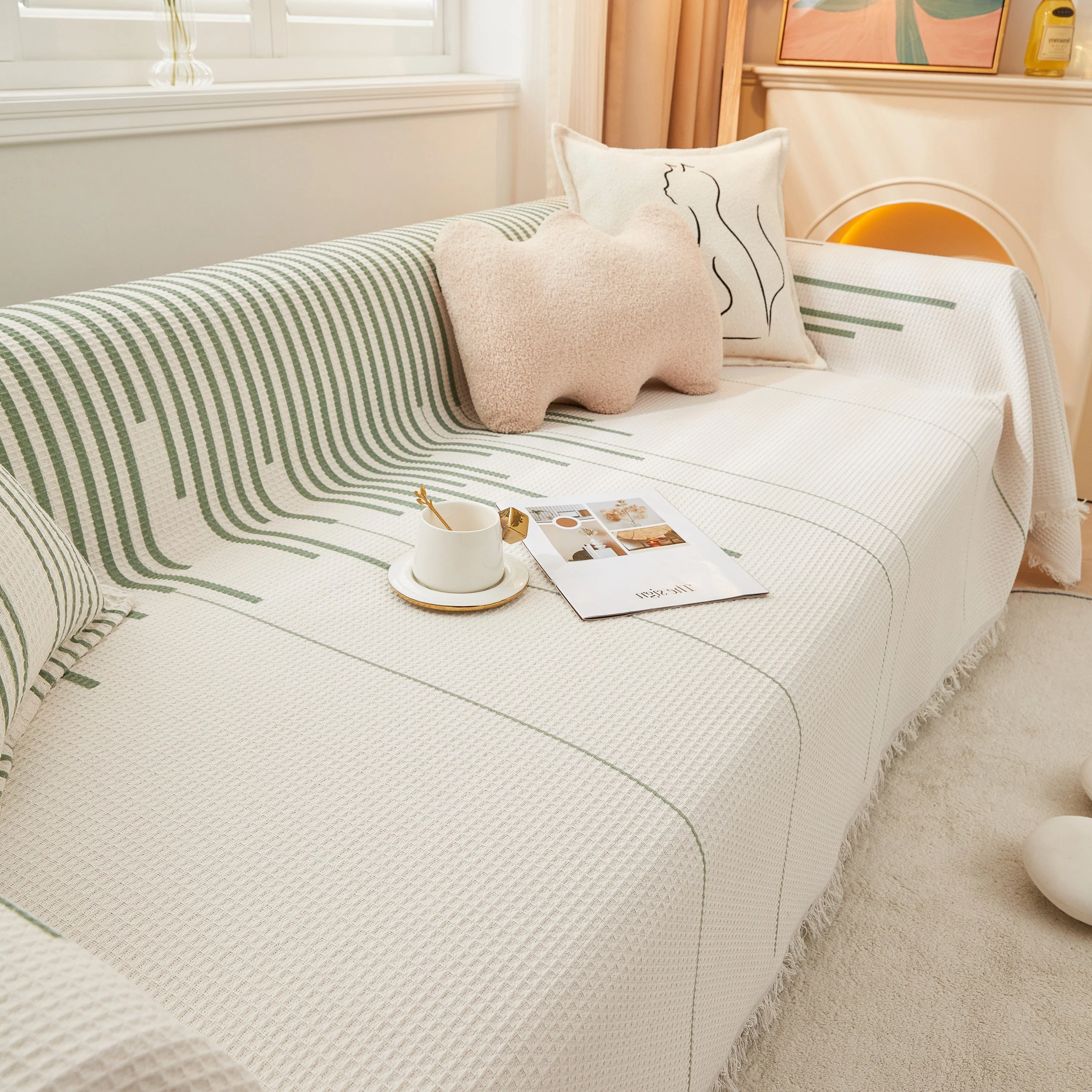 Furniture Covers for Pets, Waffle Lattice Fabric Sofa Throw, Couch Cover Blanket Throw - Image 30