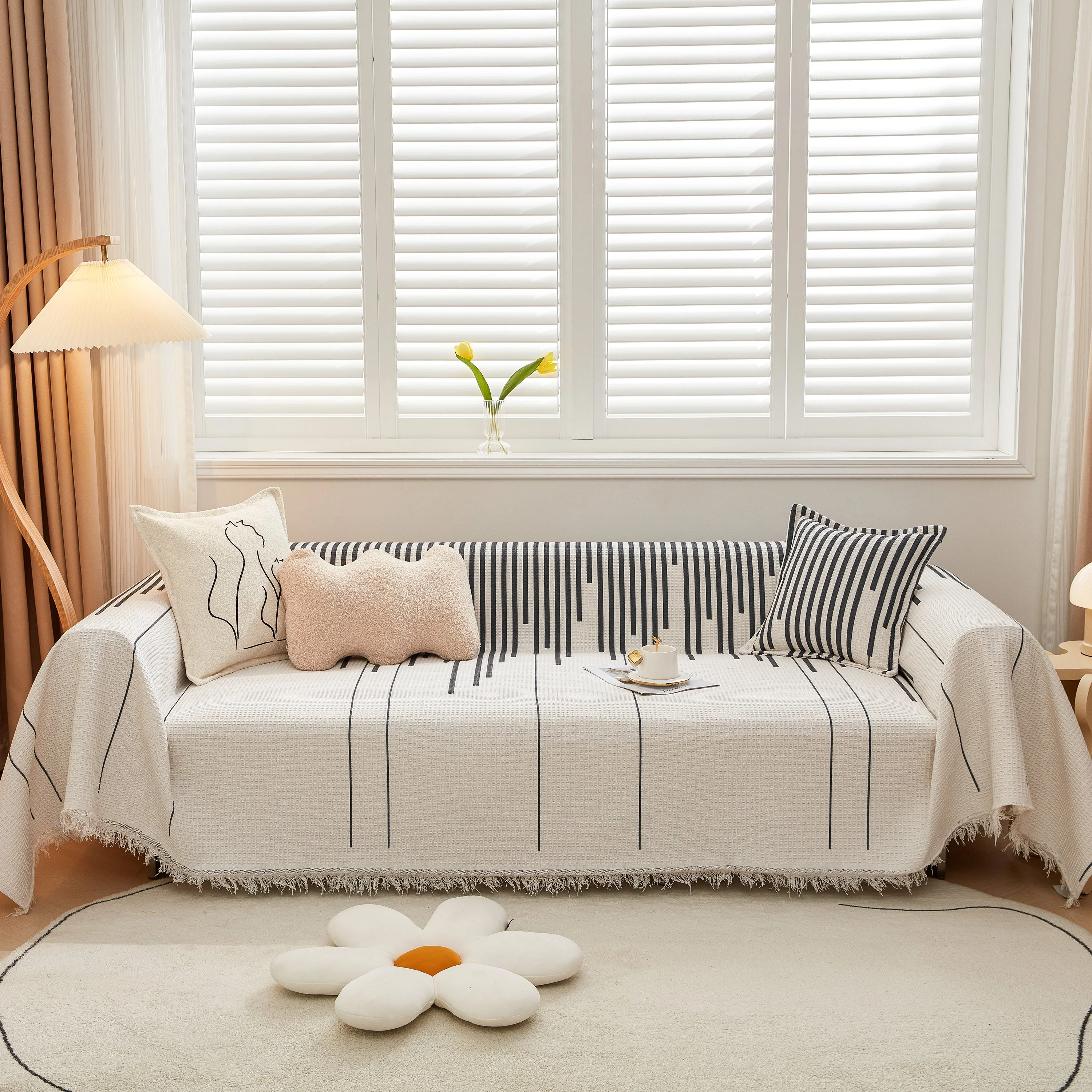 Furniture Covers for Pets, Waffle Lattice Fabric Sofa Throw, Couch Cover Blanket Throw - Image 4