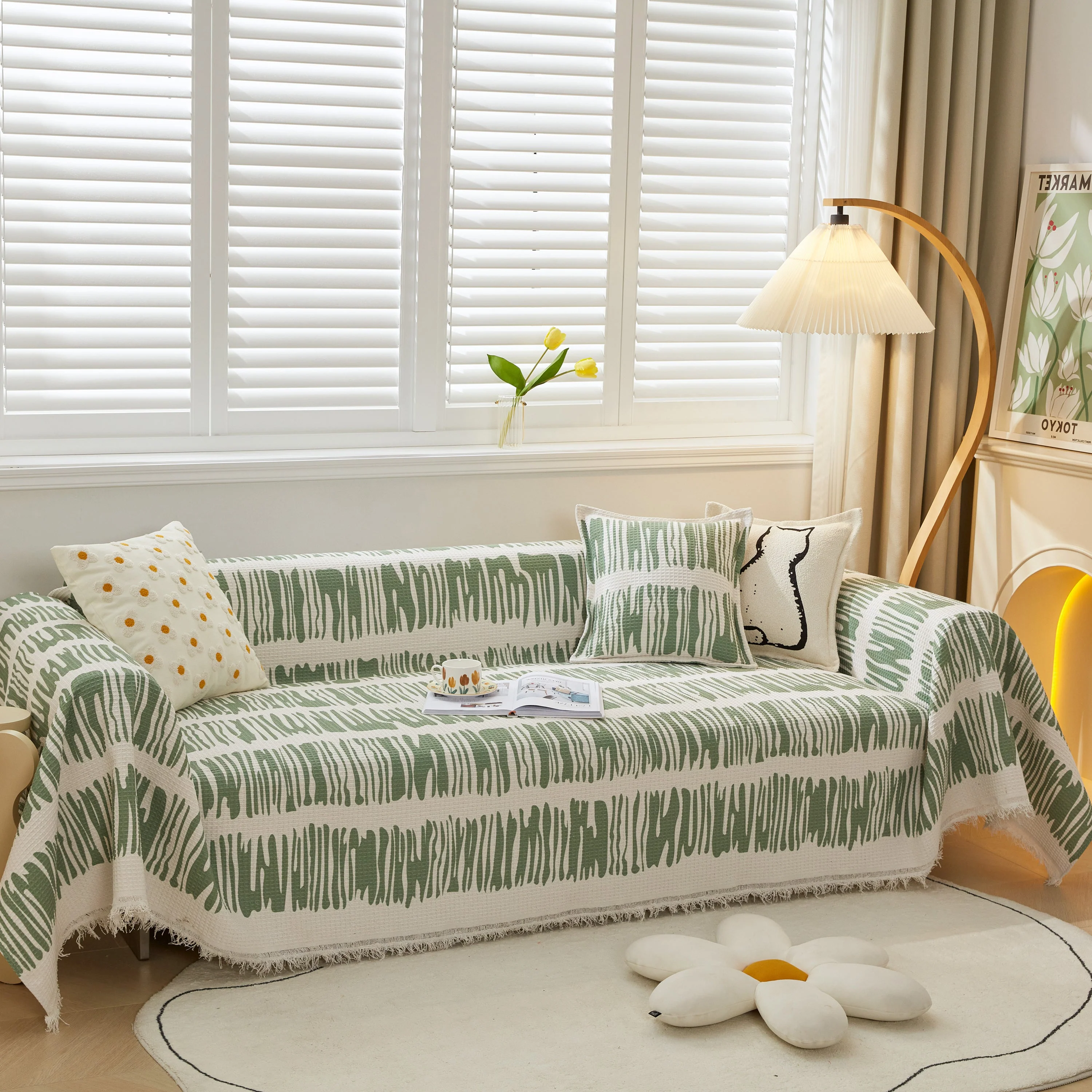 Furniture Covers for Pets, Waffle Lattice Fabric Sofa Throw, Couch Cover Blanket Throw - Image 40