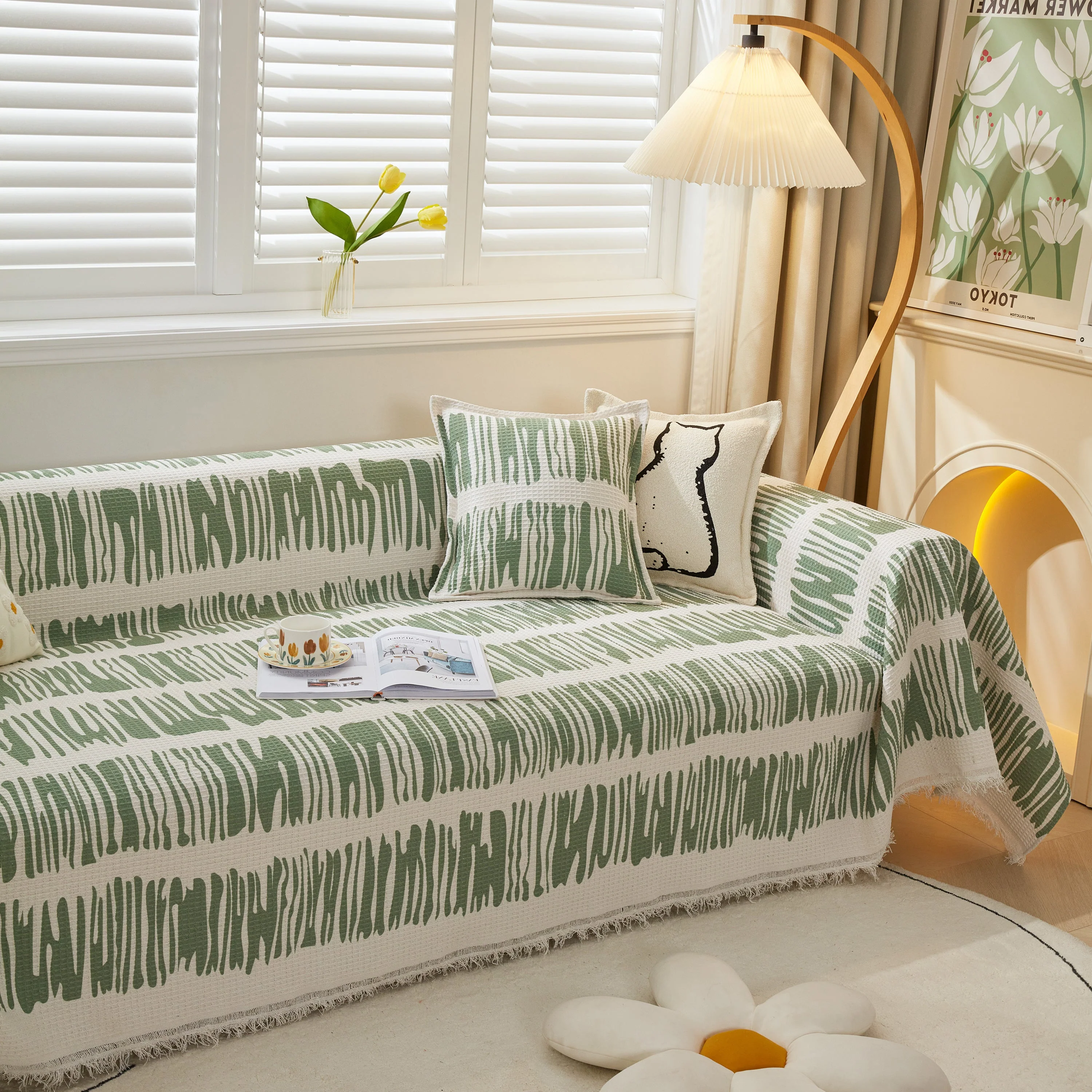 Furniture Covers for Pets, Waffle Lattice Fabric Sofa Throw, Couch Cover Blanket Throw - Image 41