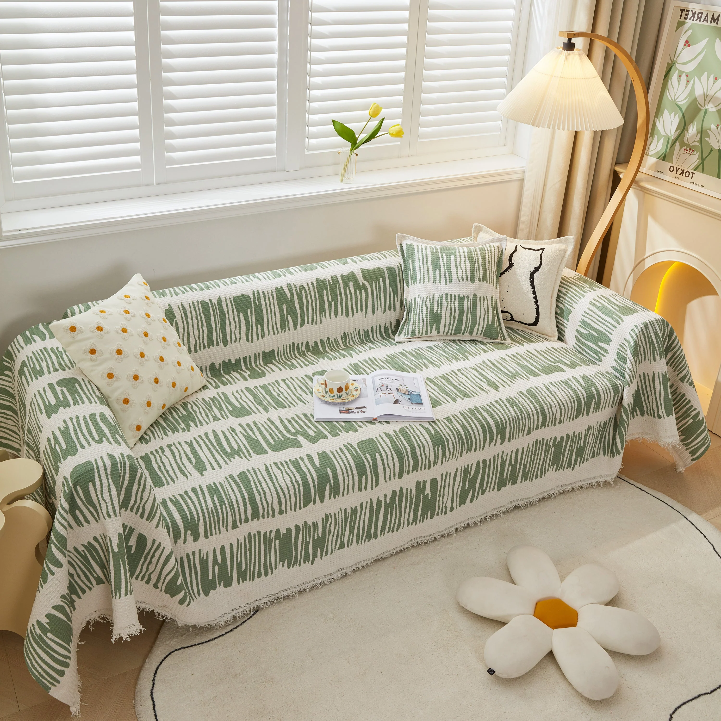 Furniture Covers for Pets, Waffle Lattice Fabric Sofa Throw, Couch Cover Blanket Throw - Image 42