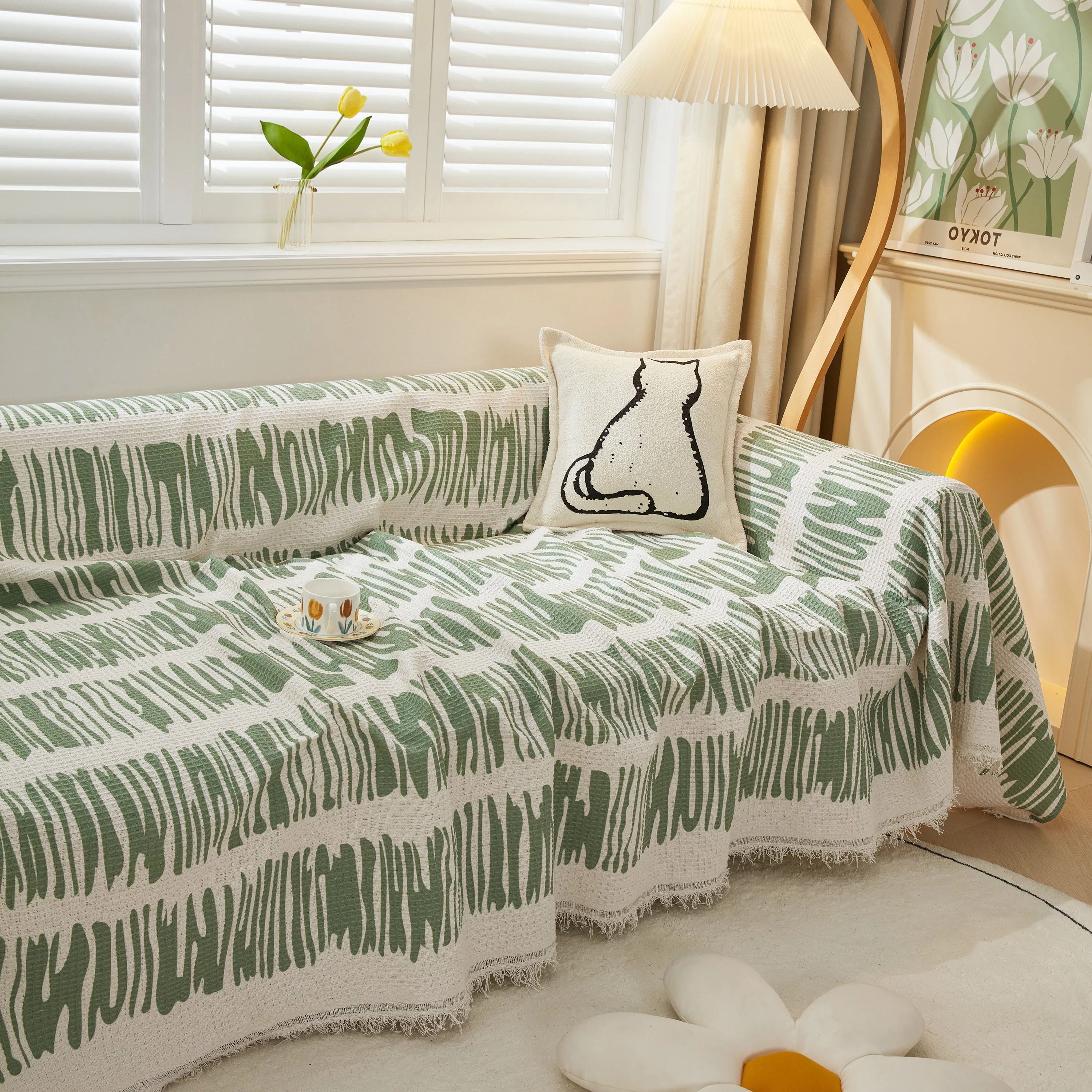 Furniture Covers for Pets, Waffle Lattice Fabric Sofa Throw, Couch Cover Blanket Throw - Image 51