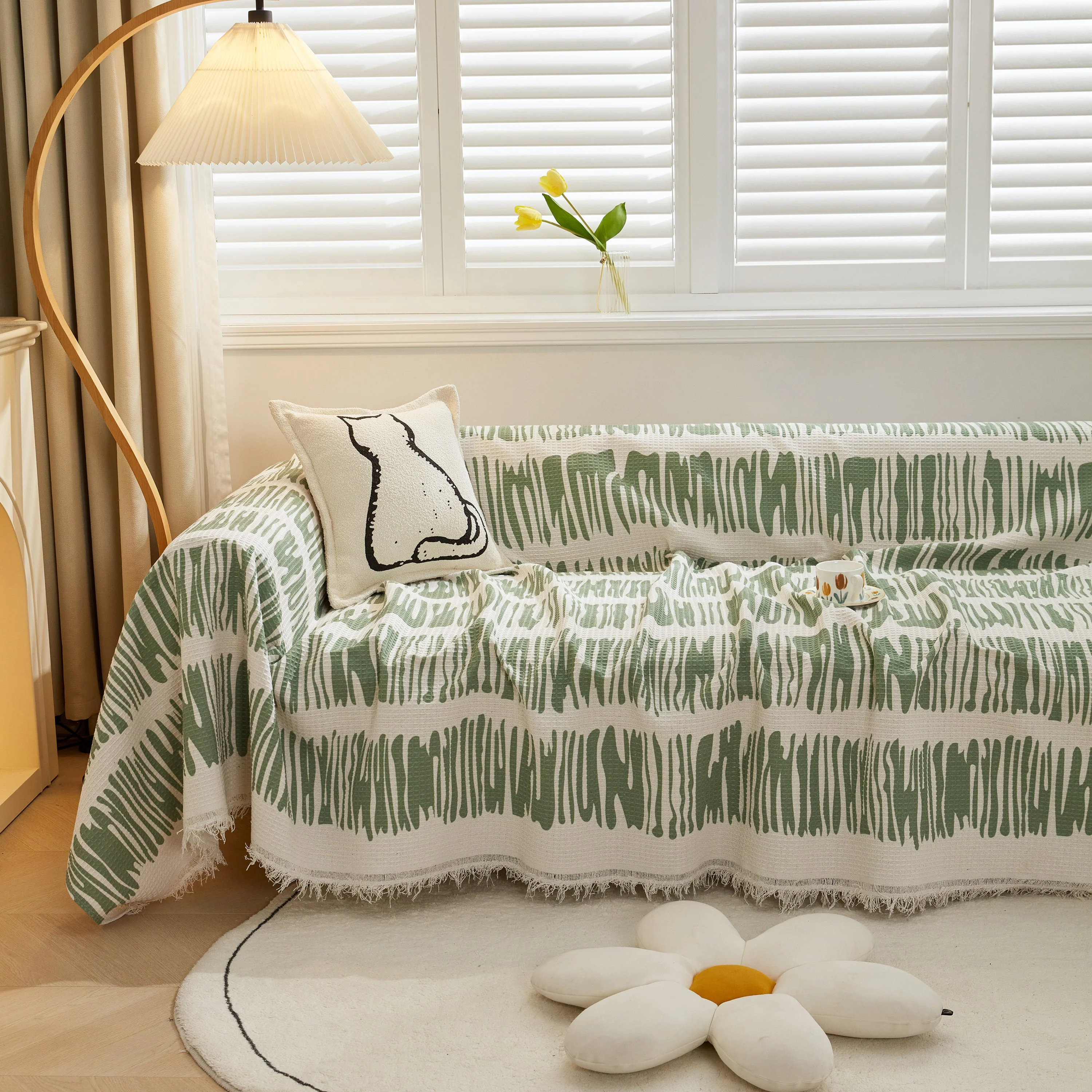 Furniture Covers for Pets, Waffle Lattice Fabric Sofa Throw, Couch Cover Blanket Throw - Image 52