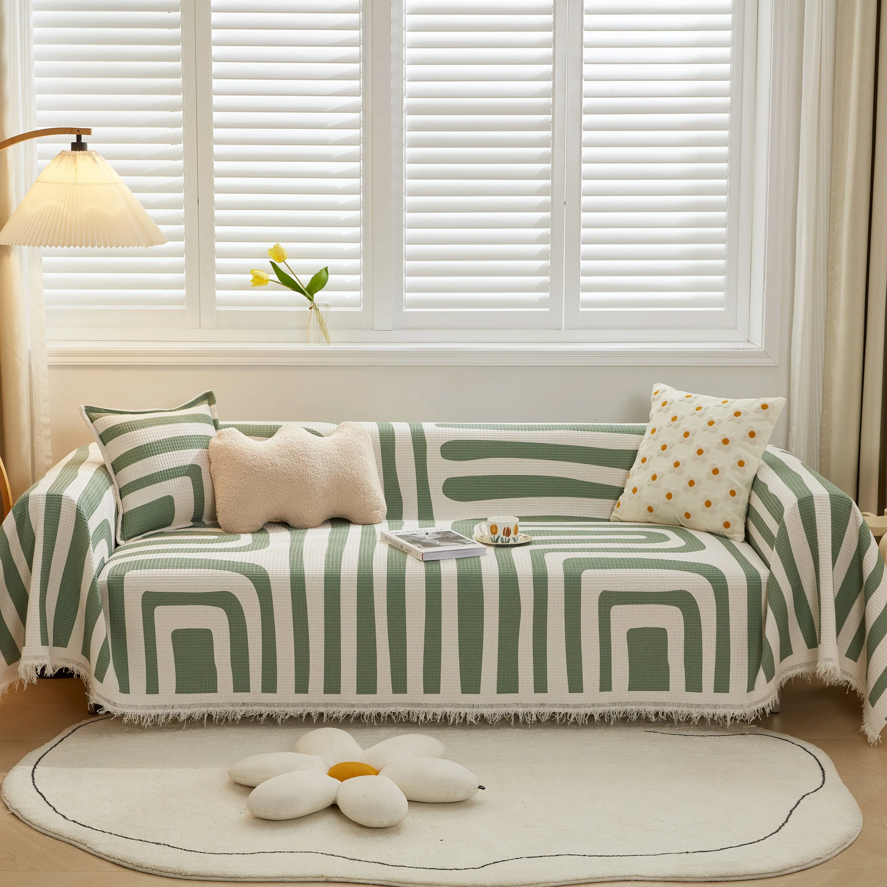Furniture Covers for Pets, Waffle Lattice Fabric Sofa Throw, Couch Cover Blanket Throw - Image 55