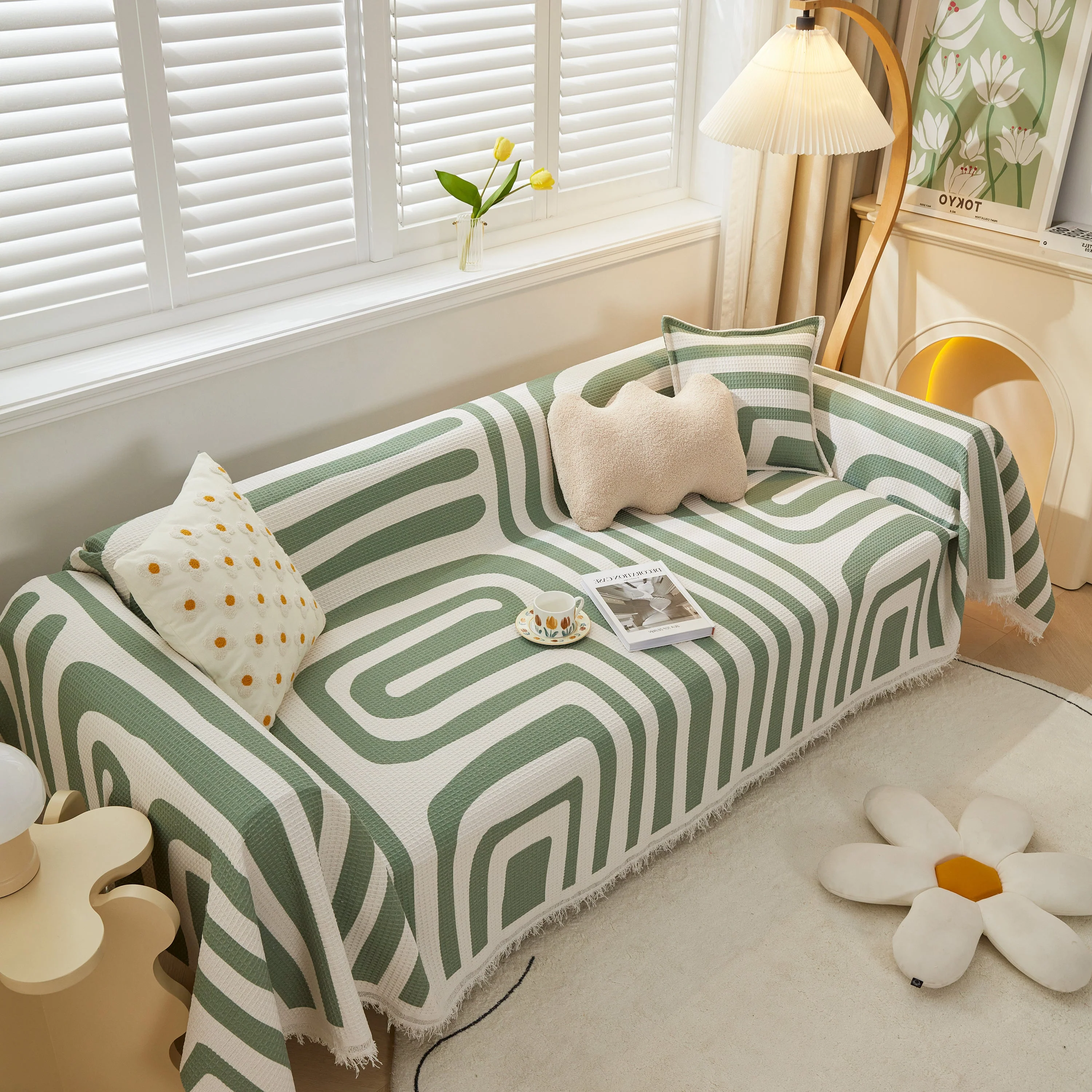 Furniture Covers for Pets, Waffle Lattice Fabric Sofa Throw, Couch Cover Blanket Throw - Image 59