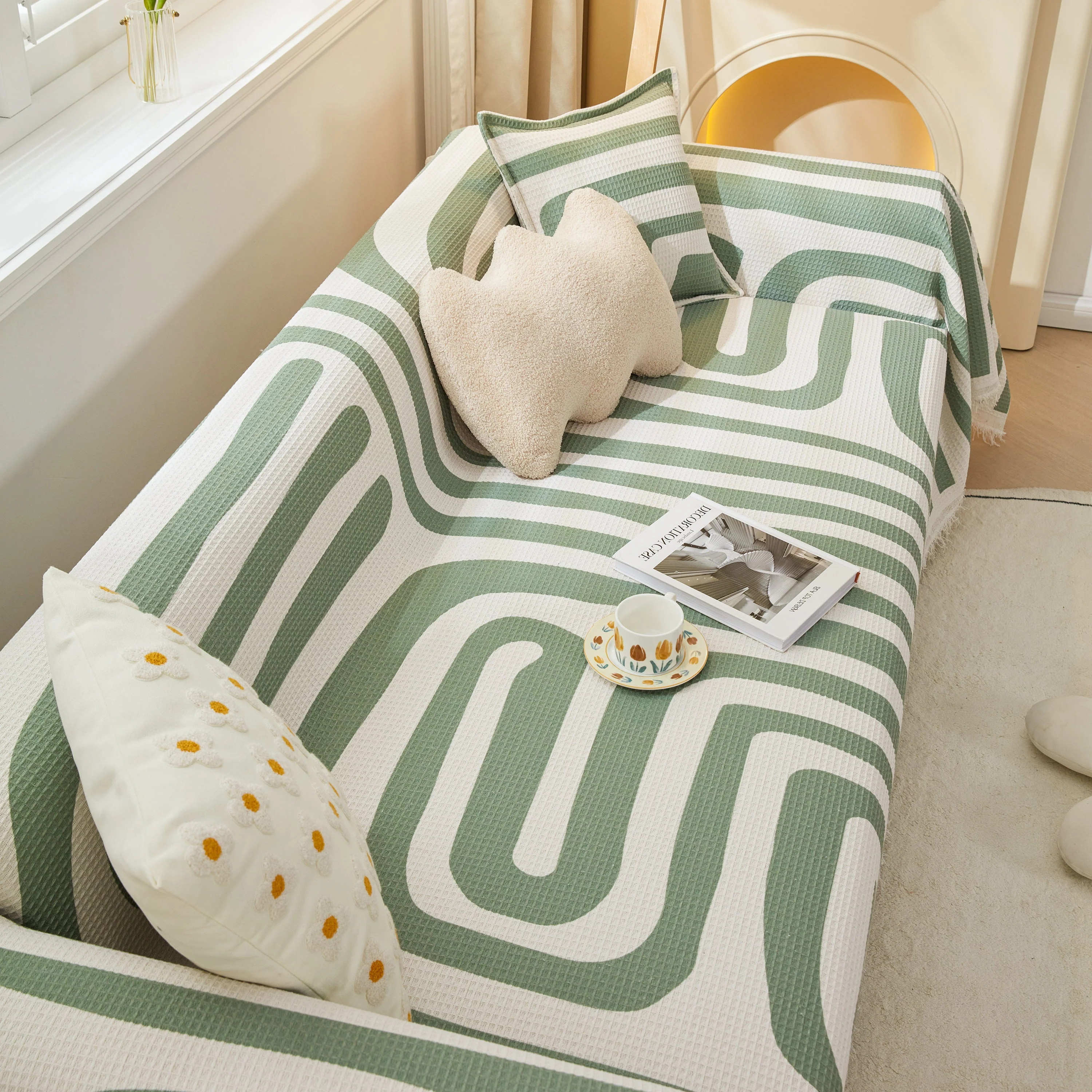 Furniture Covers for Pets, Waffle Lattice Fabric Sofa Throw, Couch Cover Blanket Throw - Image 61