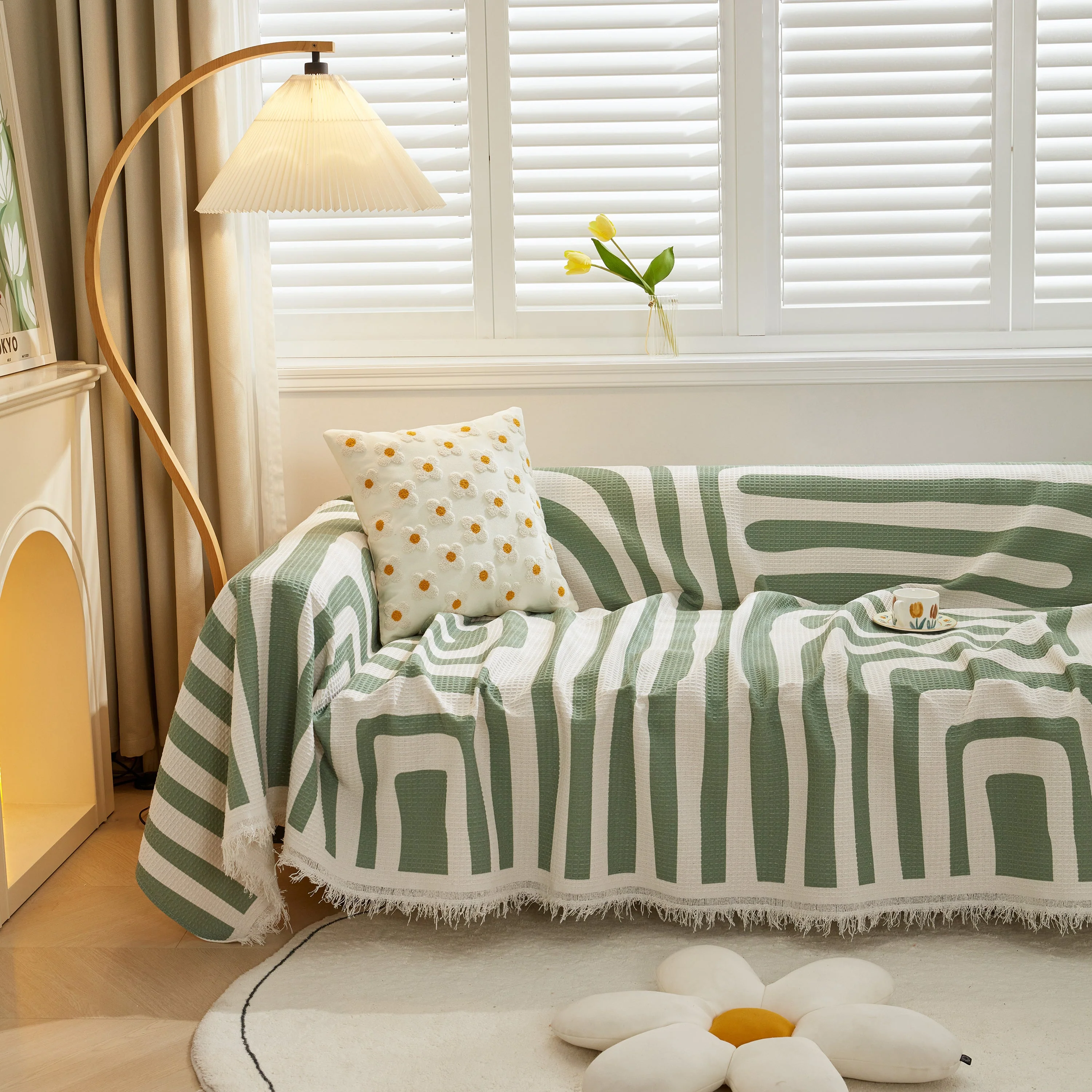 Furniture Covers for Pets, Waffle Lattice Fabric Sofa Throw, Couch Cover Blanket Throw - Image 72