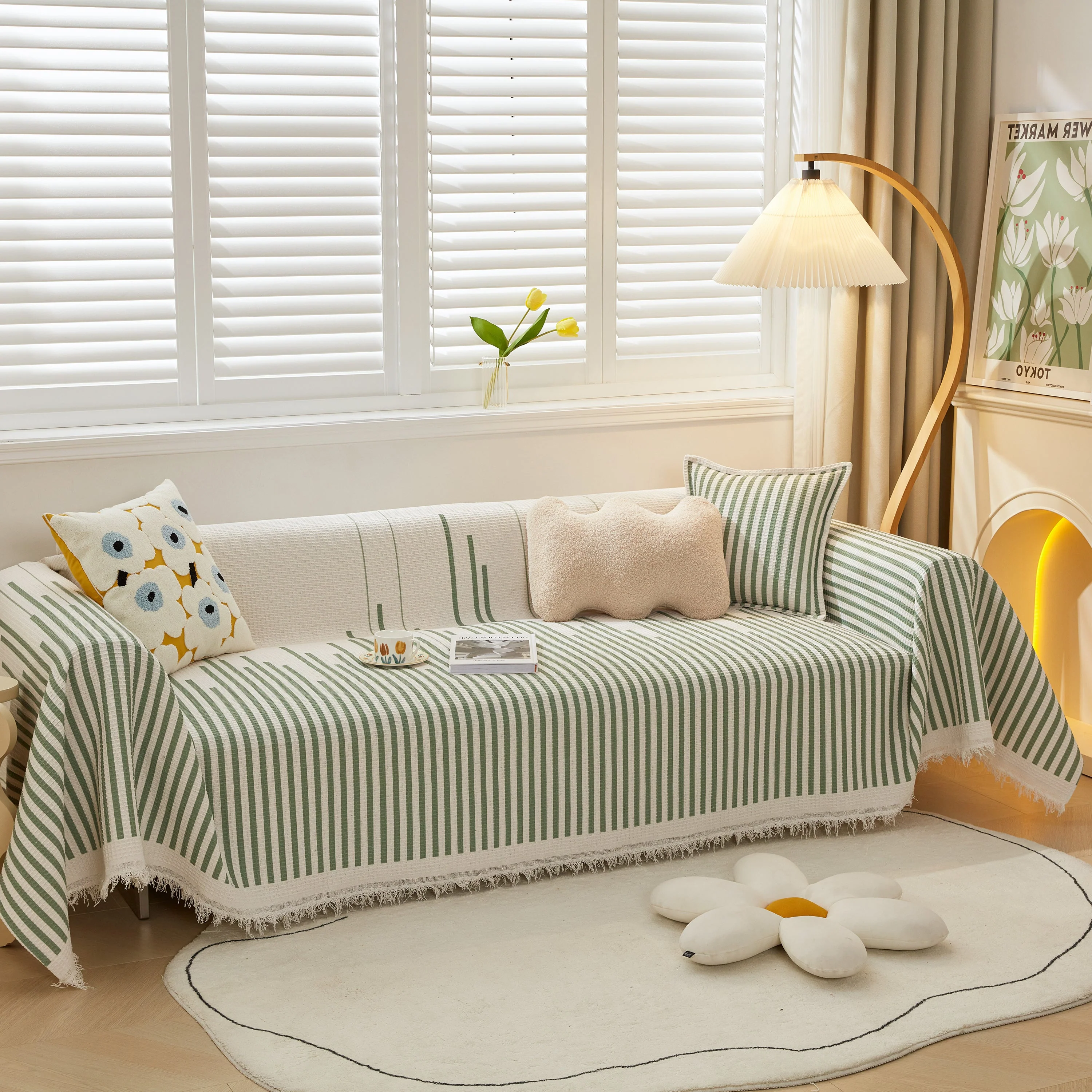 Furniture Covers for Pets, Waffle Lattice Fabric Sofa Throw, Couch Cover Blanket Throw - Image 76