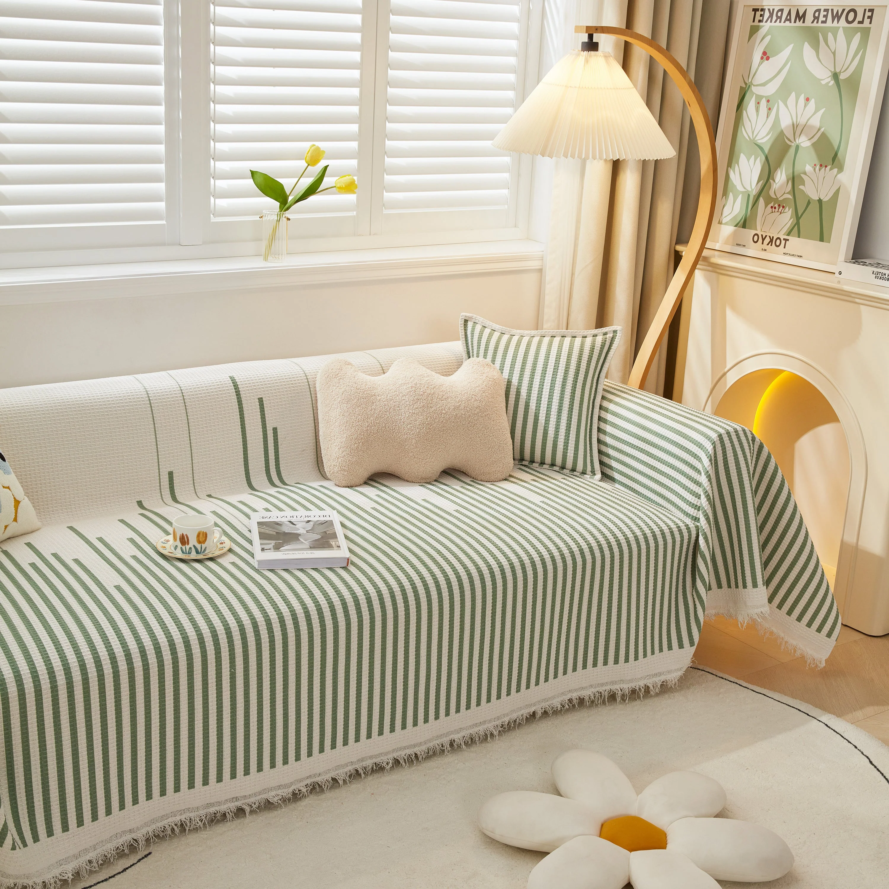 Furniture Covers for Pets, Waffle Lattice Fabric Sofa Throw, Couch Cover Blanket Throw - Image 77