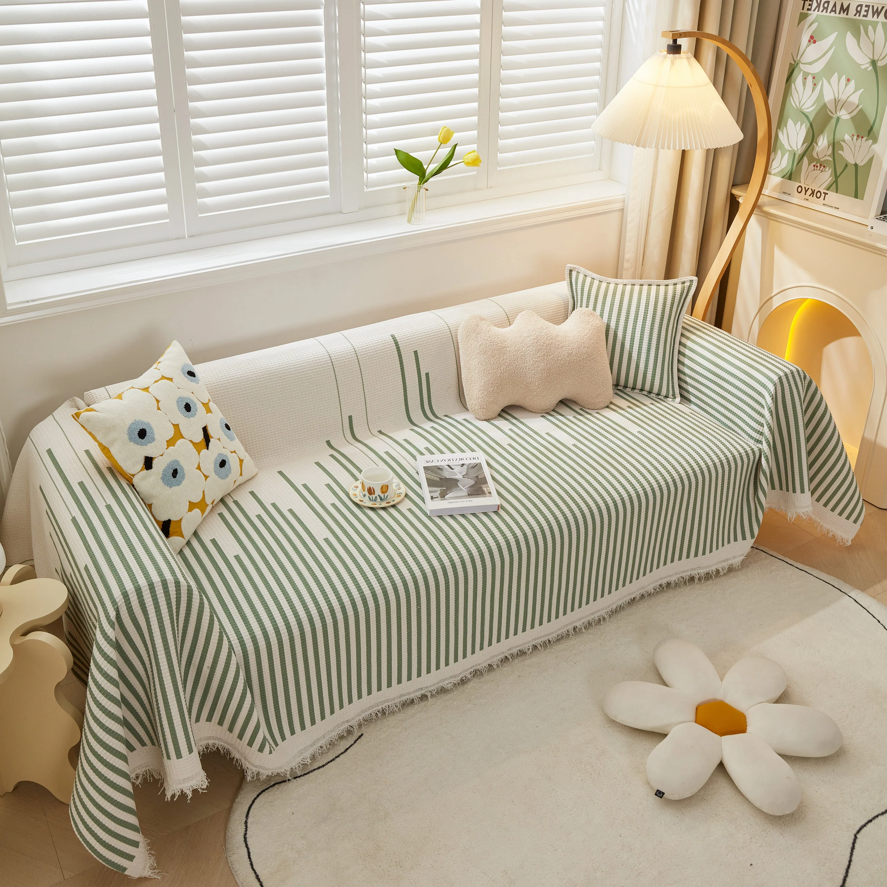 Furniture Covers for Pets, Waffle Lattice Fabric Sofa Throw, Couch Cover Blanket Throw - Image 78