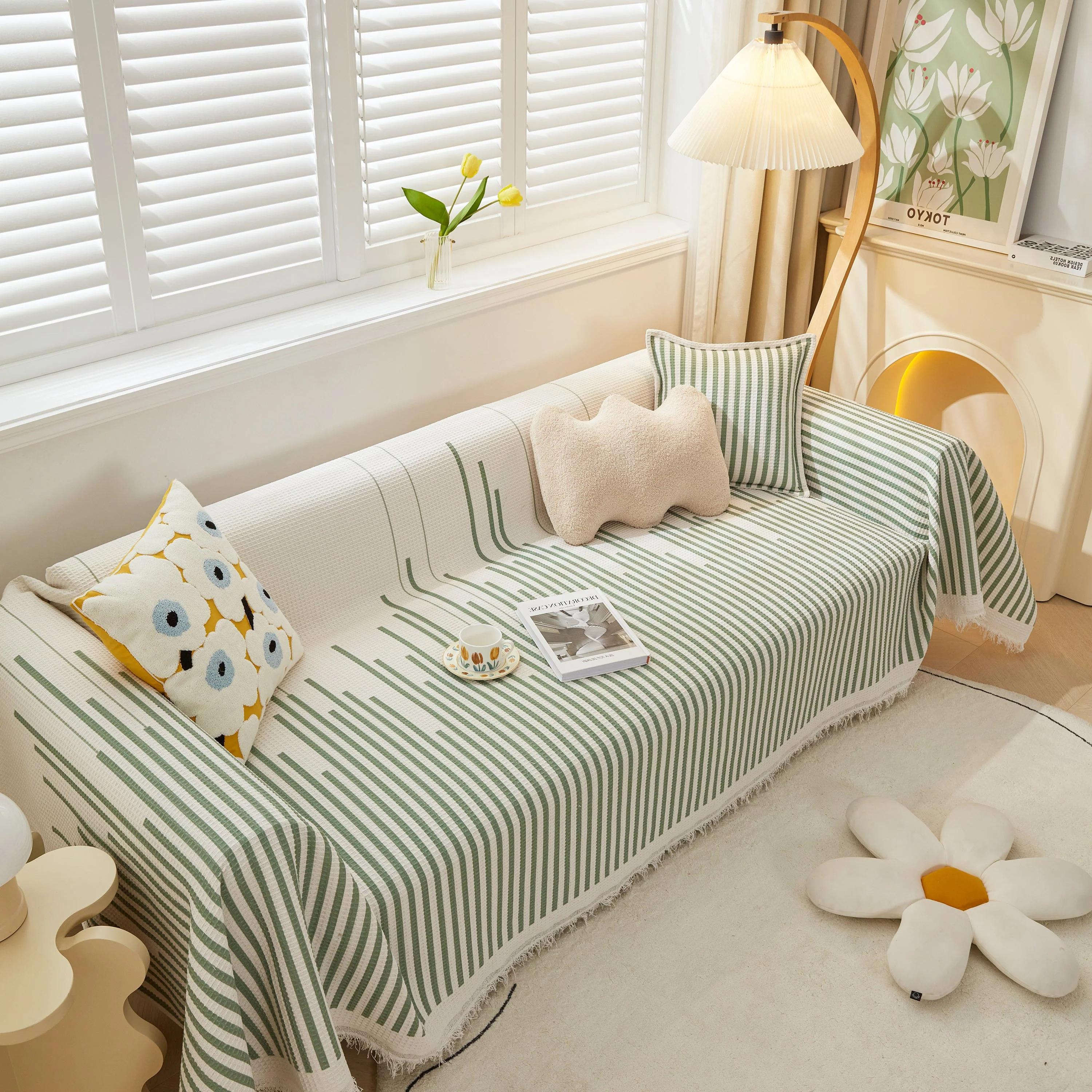 Furniture Covers for Pets, Waffle Lattice Fabric Sofa Throw, Couch Cover Blanket Throw - Image 79