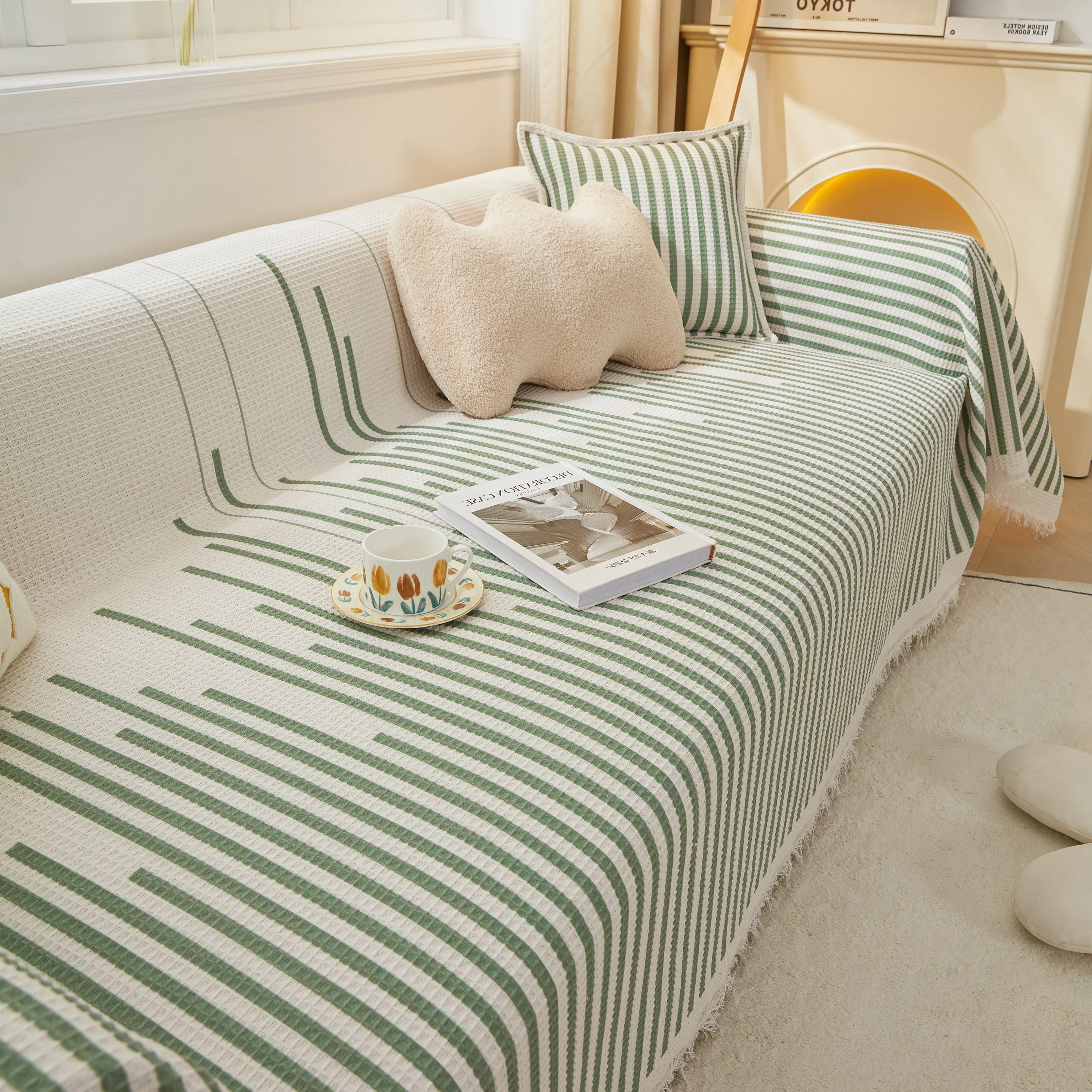 Furniture Covers for Pets, Waffle Lattice Fabric Sofa Throw, Couch Cover Blanket Throw - Image 82