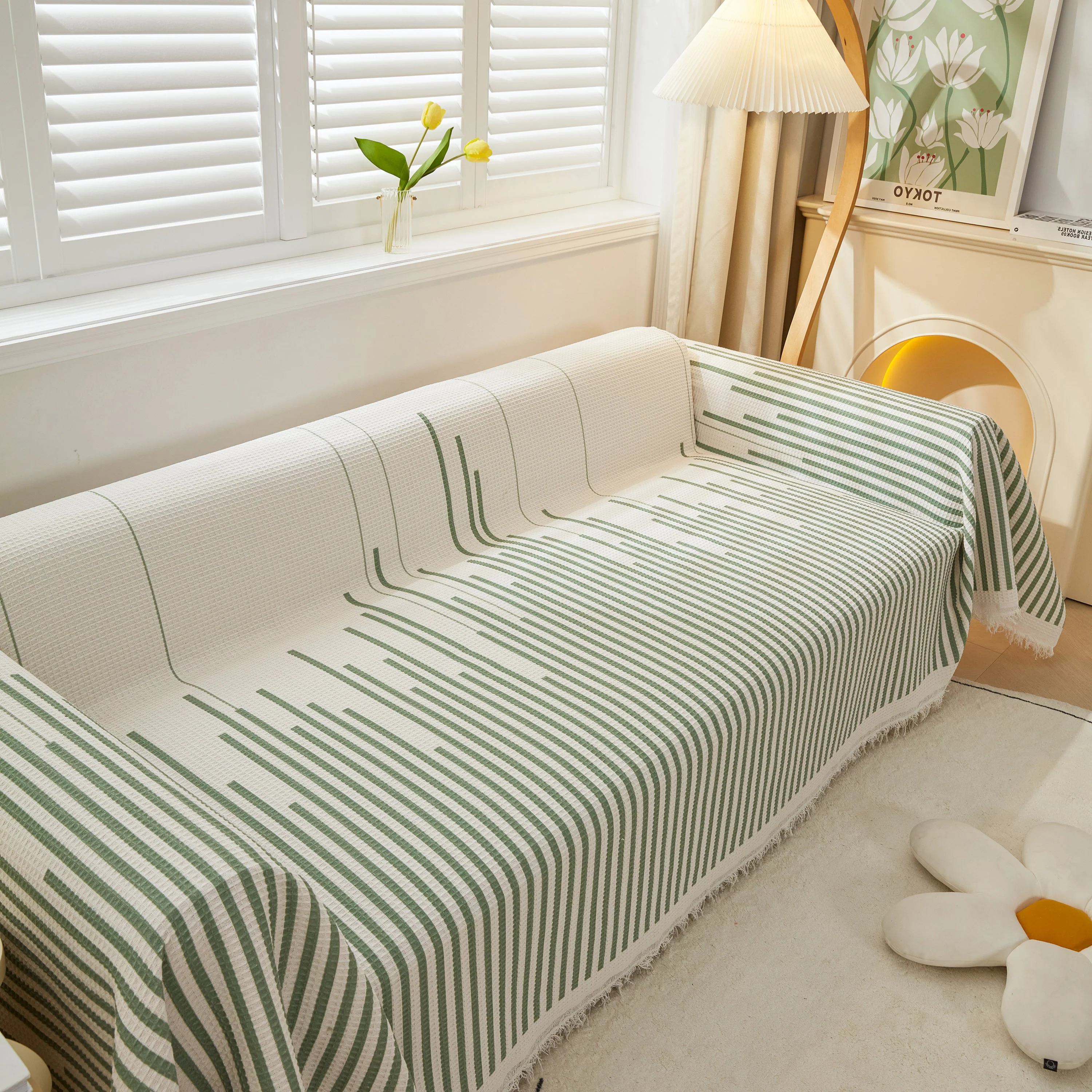 Furniture Covers for Pets, Waffle Lattice Fabric Sofa Throw, Couch Cover Blanket Throw - Image 89