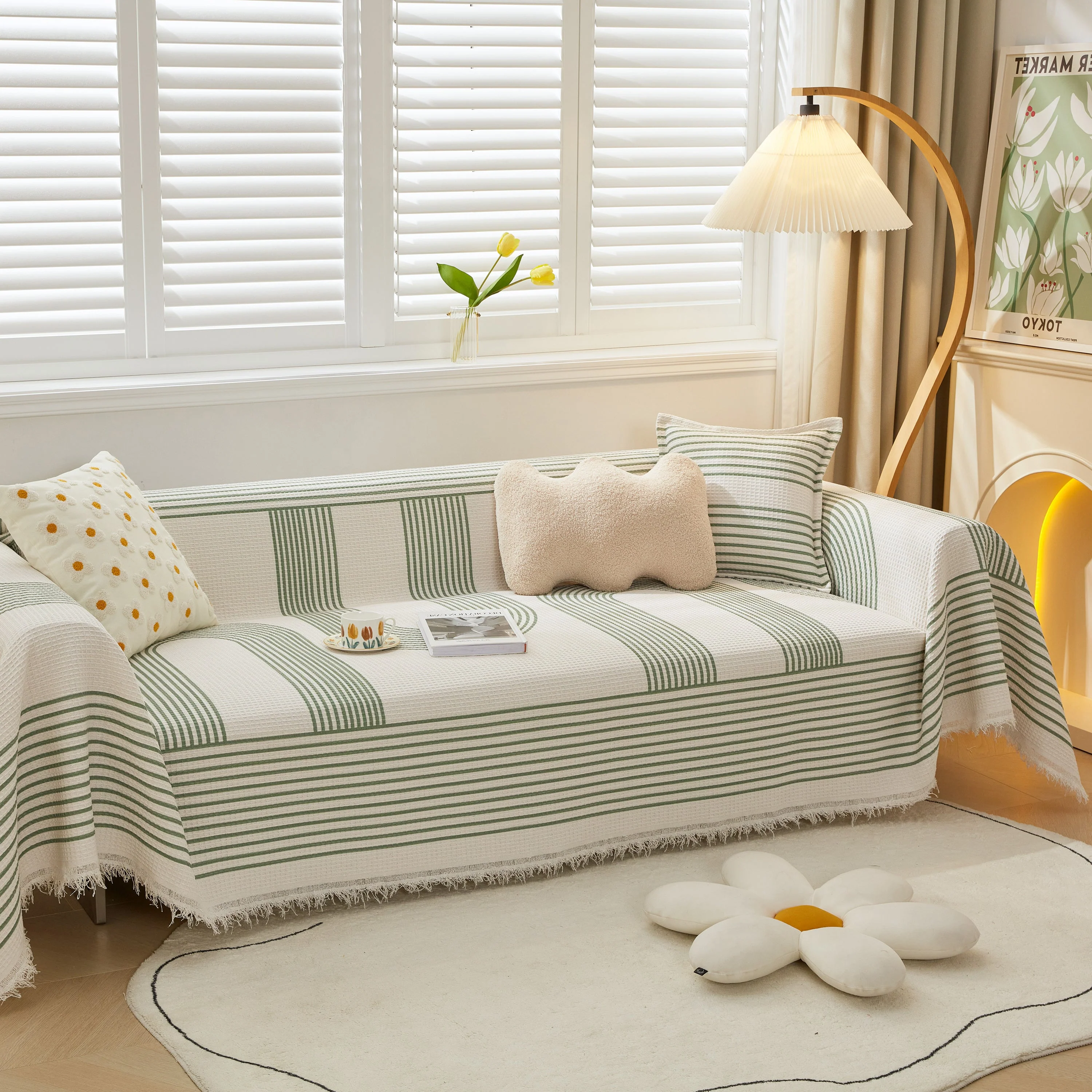 Furniture Covers for Pets, Waffle Lattice Fabric Sofa Throw, Couch Cover Blanket Throw - Image 95