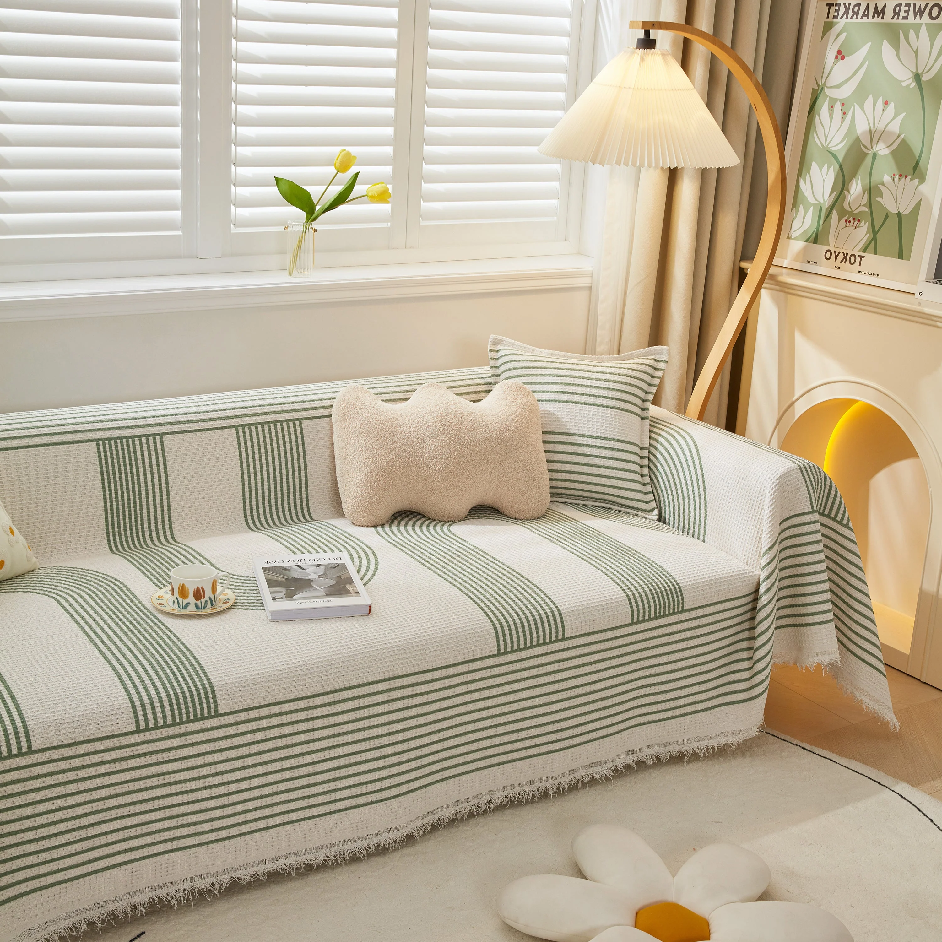Furniture Covers for Pets, Waffle Lattice Fabric Sofa Throw, Couch Cover Blanket Throw - Image 96