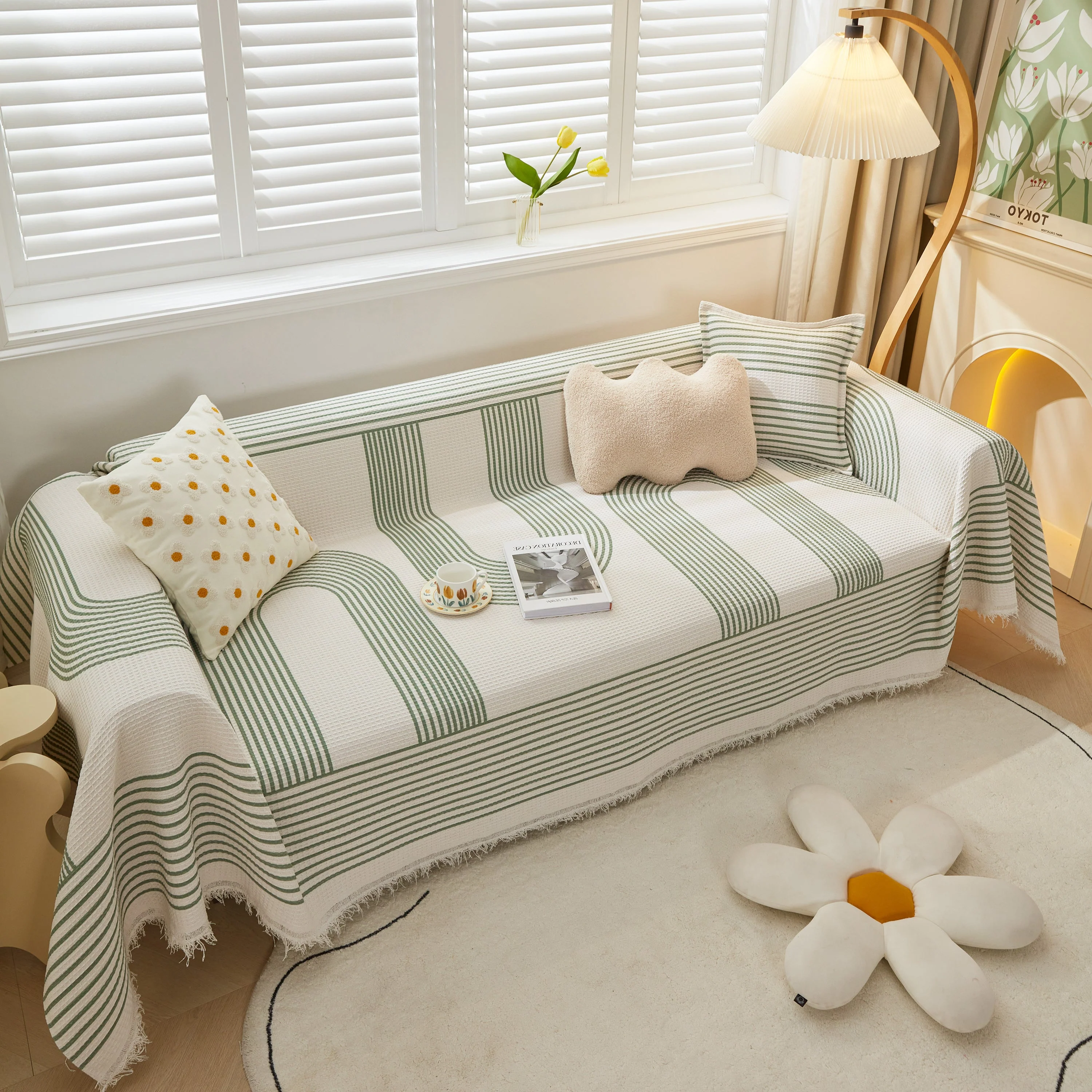 Furniture Covers for Pets, Waffle Lattice Fabric Sofa Throw, Couch Cover Blanket Throw - Image 97