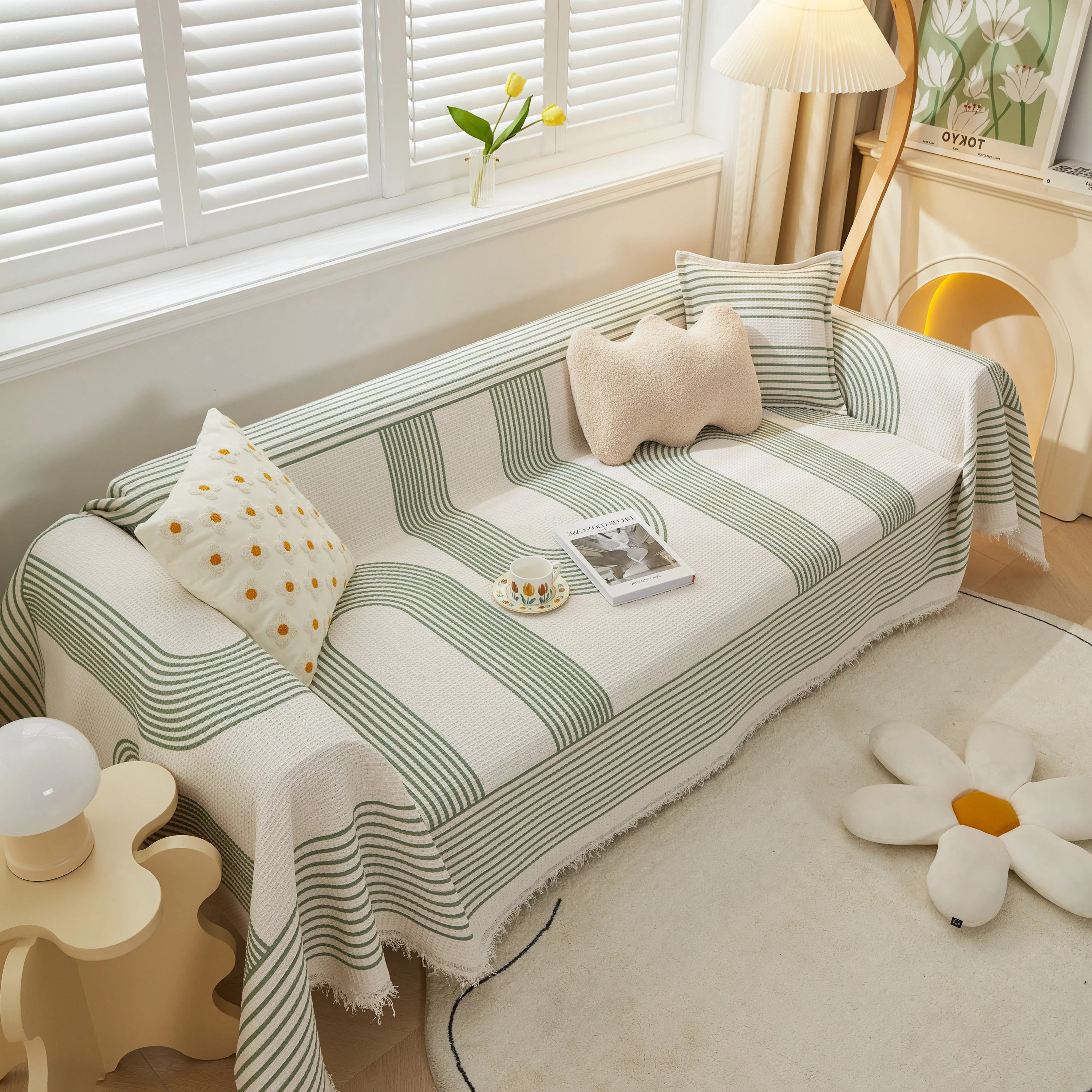 Furniture Covers for Pets, Waffle Lattice Fabric Sofa Throw, Couch Cover Blanket Throw - Image 98