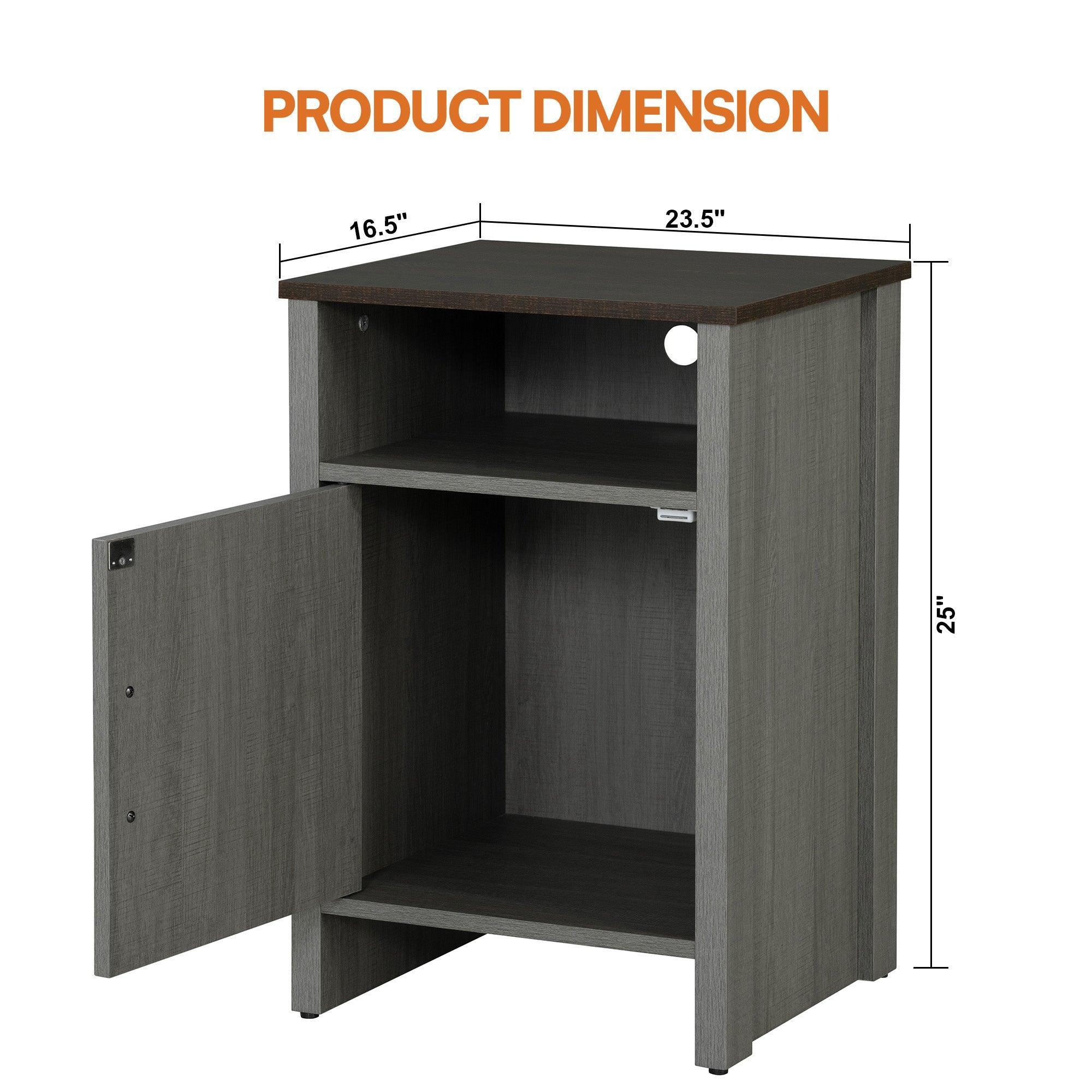 Furniture of America Farmhouse Grey 16-inch Side Table with Barn Door and Open Shelf - Image 6