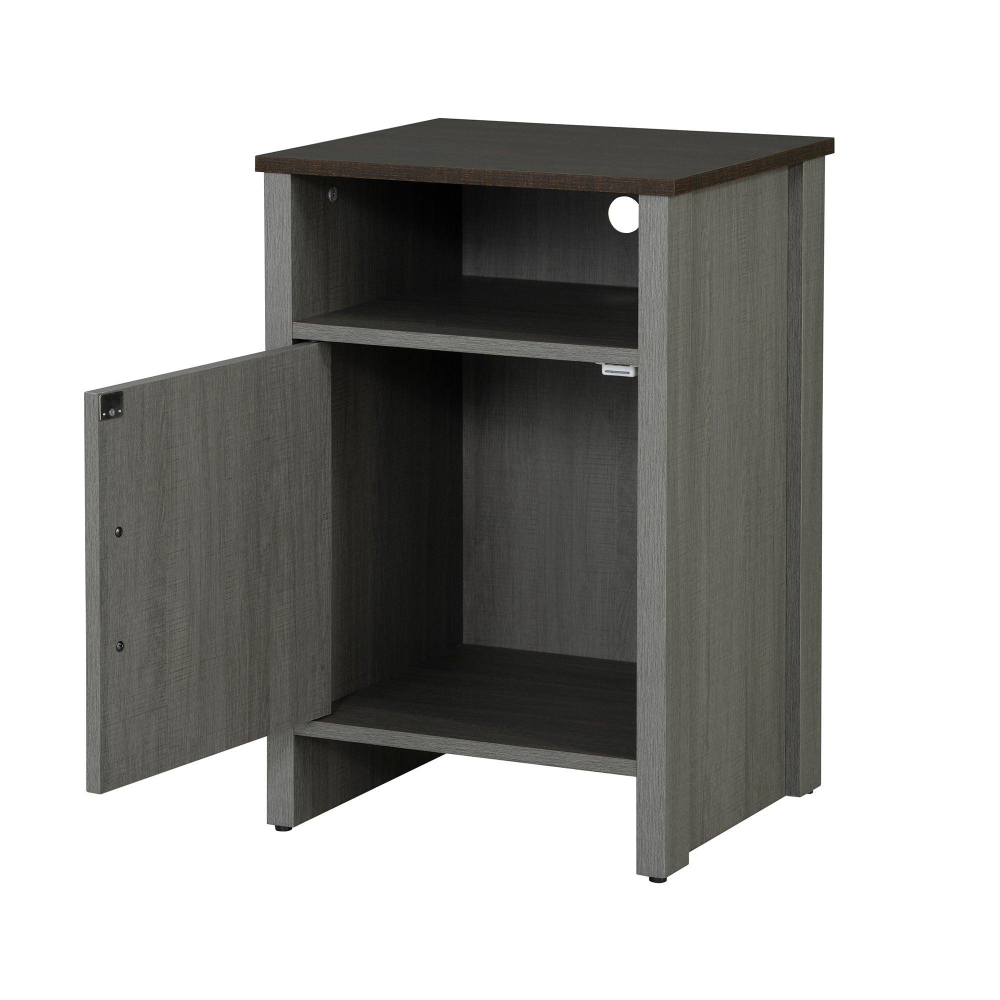 Furniture of America Farmhouse Grey 16-inch Side Table with Barn Door and Open Shelf - Image 9